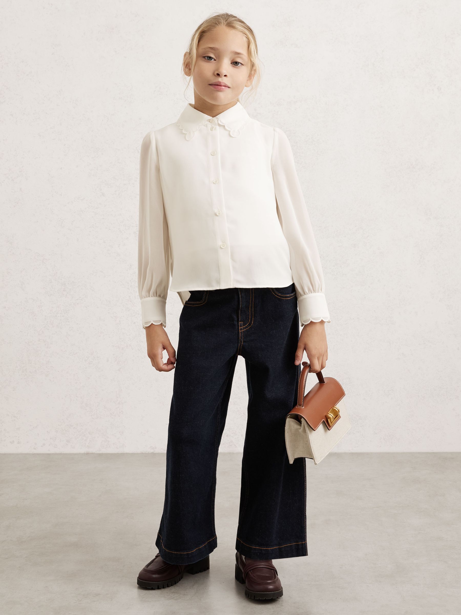 13-14 yrs Scallop-Edge Button-Through Shirt in Ivory - Image 2 of 4