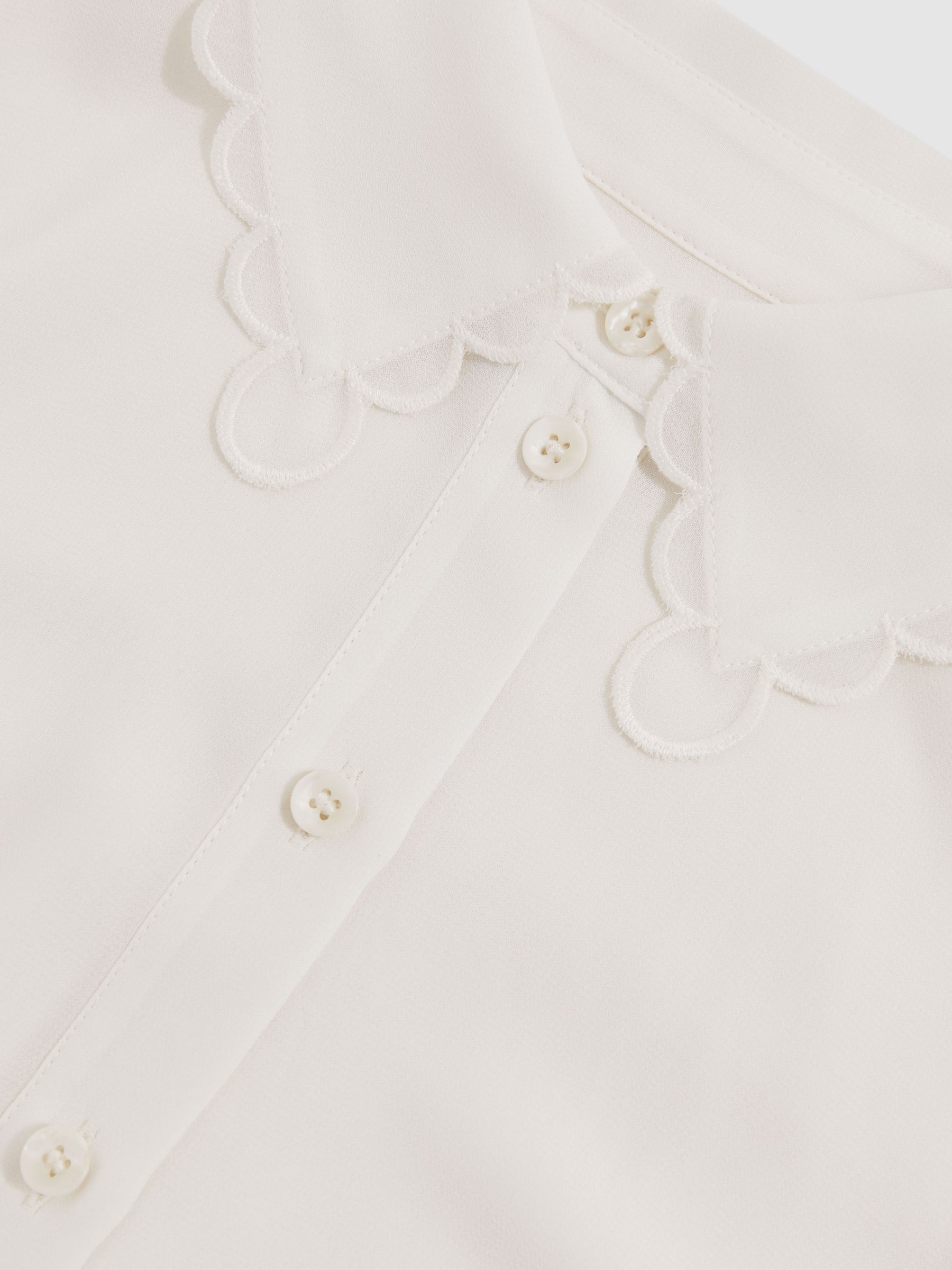 13-14 yrs Scallop-Edge Button-Through Shirt in Ivory - Image 4 of 4