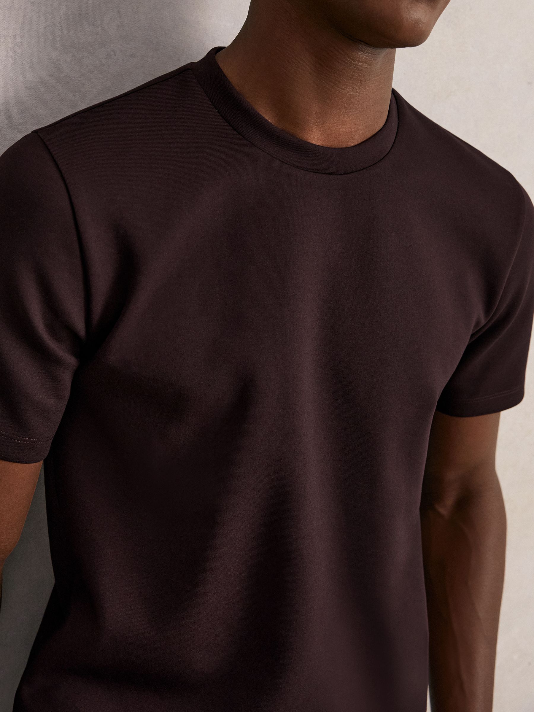 Interlock Jersey Crew Neck T-Shirt in Cherry Red - Image 4 of 6