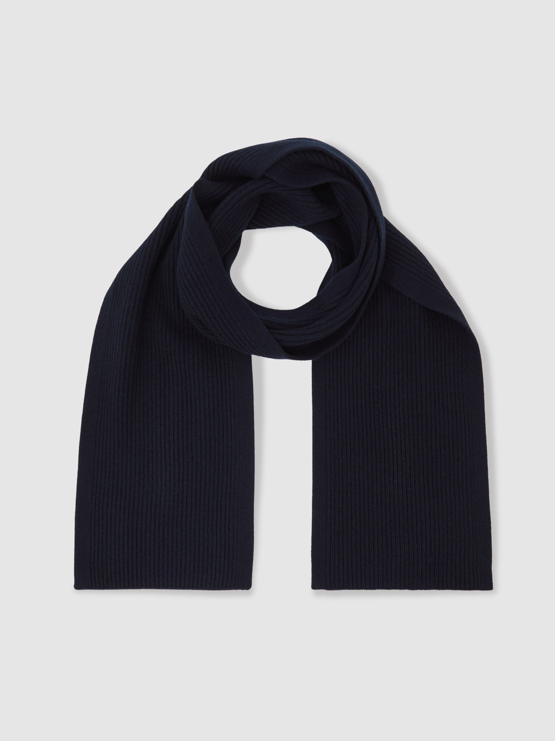 Wool Rib-Knit Scarf in Navy - image 2