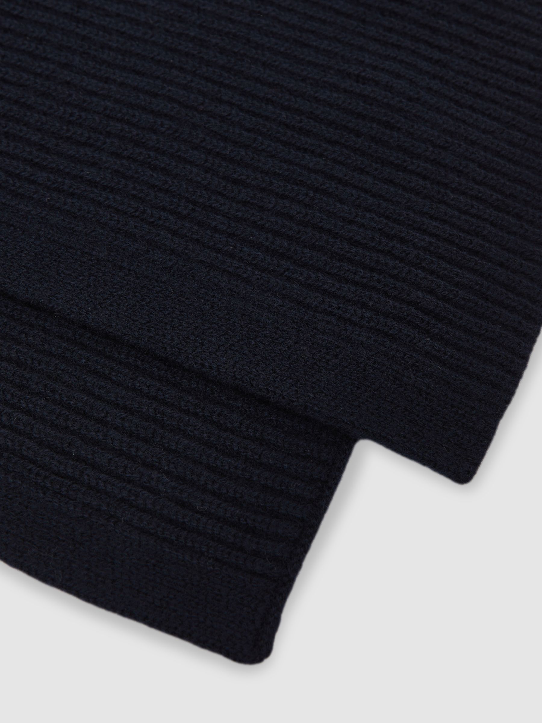 Wool Rib-Knit Scarf in Navy - image 3