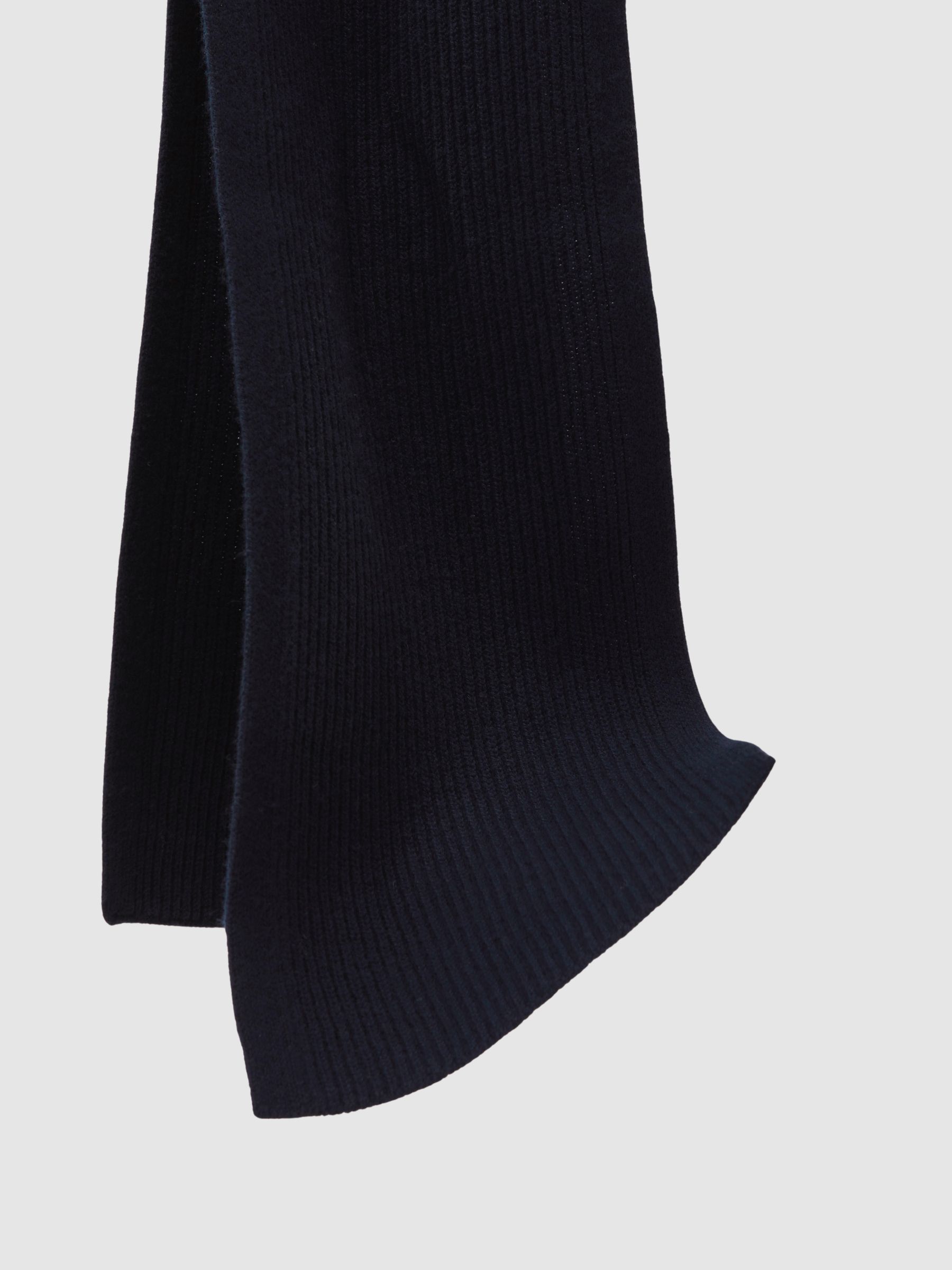 Wool Rib-Knit Scarf in Navy - image 4