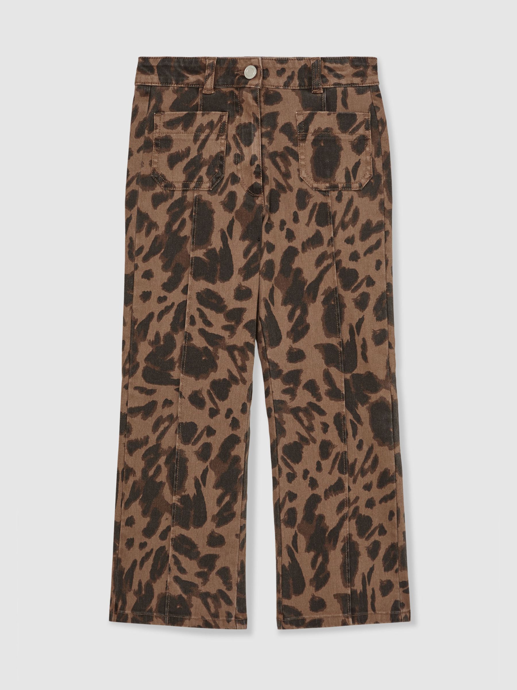 Leopard-Print Flared Jeans in Brown - Image 1 of 4