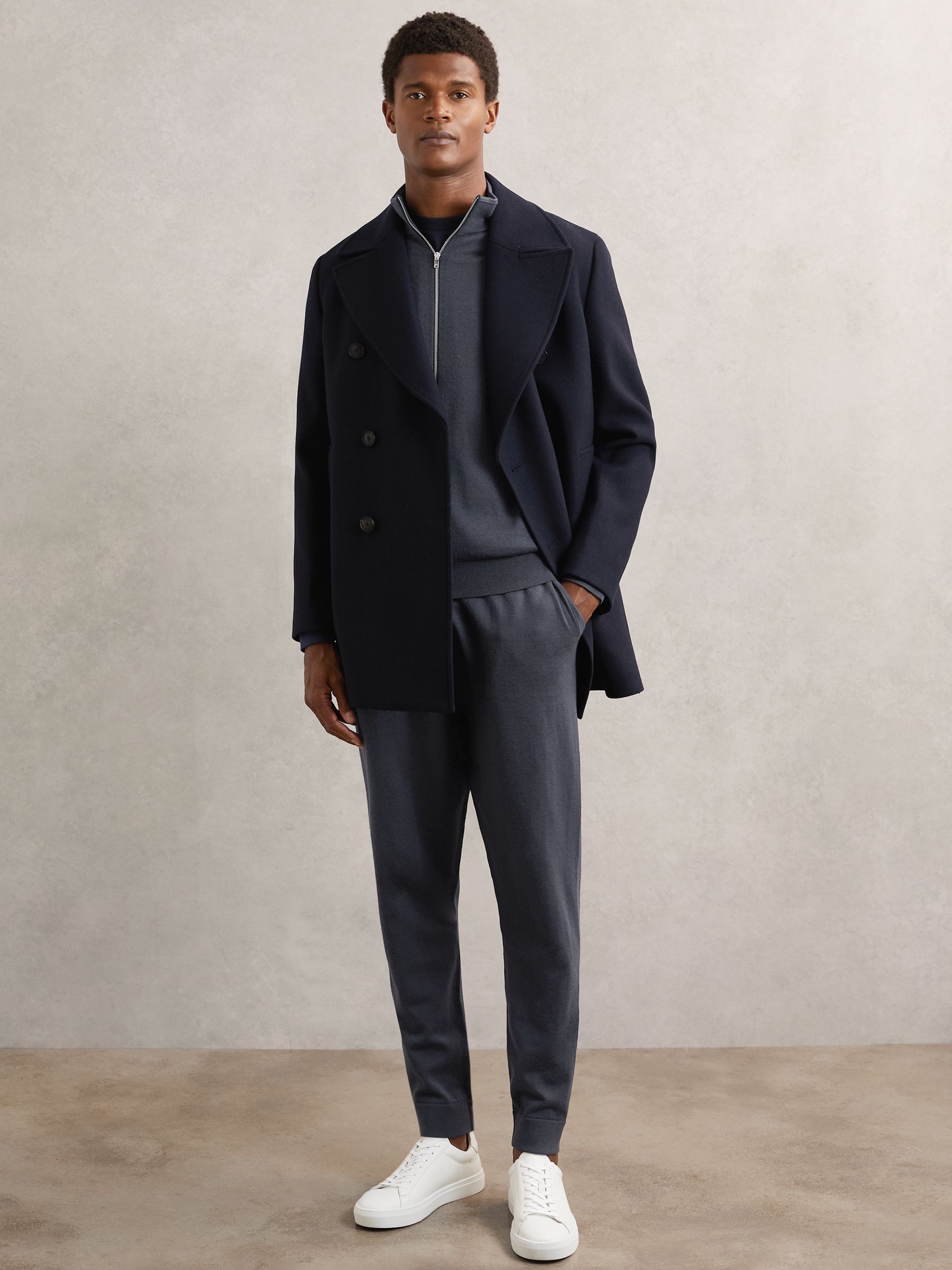 Merino Wool-Blend Cuffed Joggers in Midnight Navy - image 4