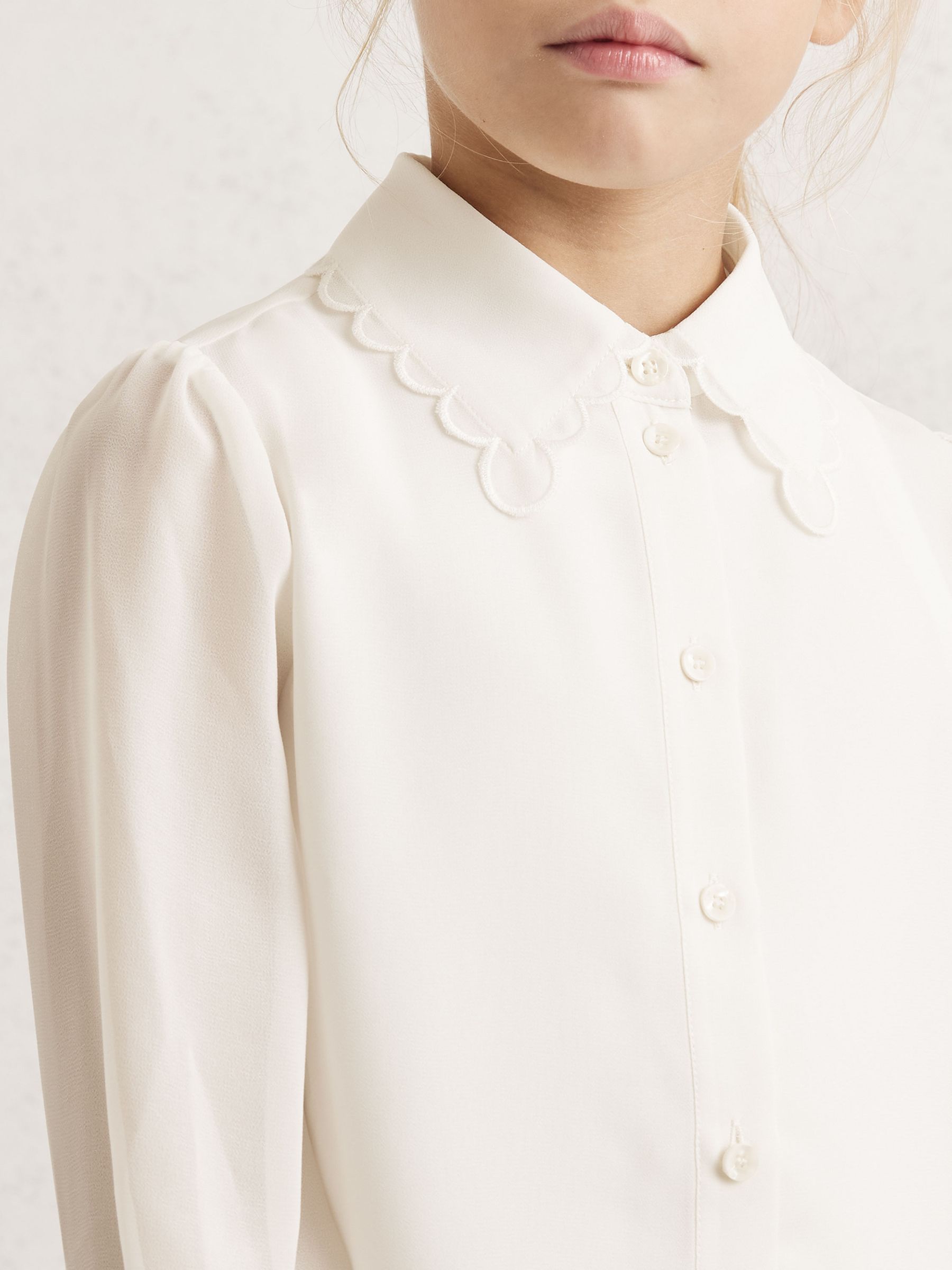 3-9 yrs Scallop-Edge Button-Through Shirt in Ivory - Image 1 of 4