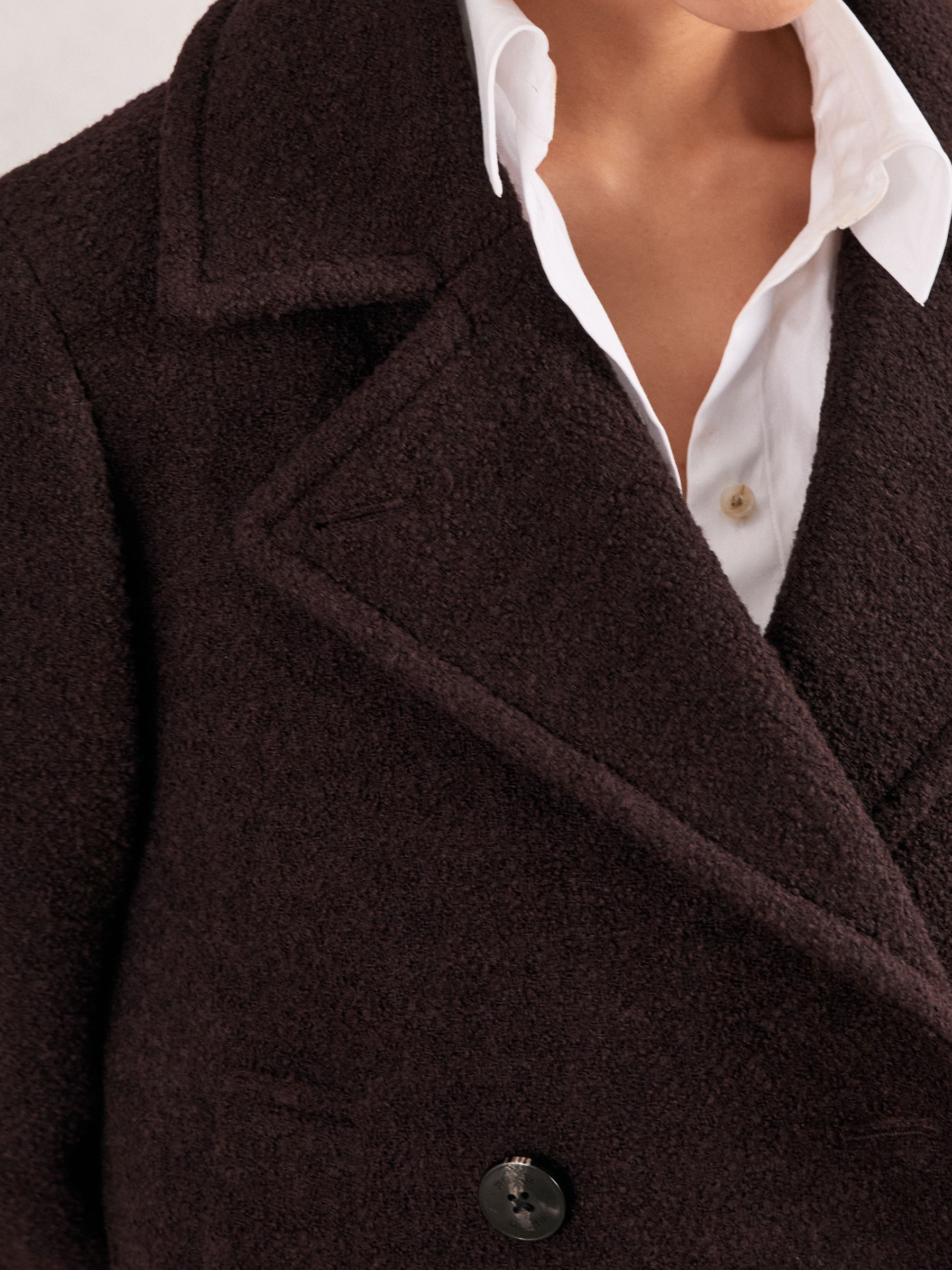 Wool-Blend Double-Breasted Short Coat in Burgundy - Image 5 of 7