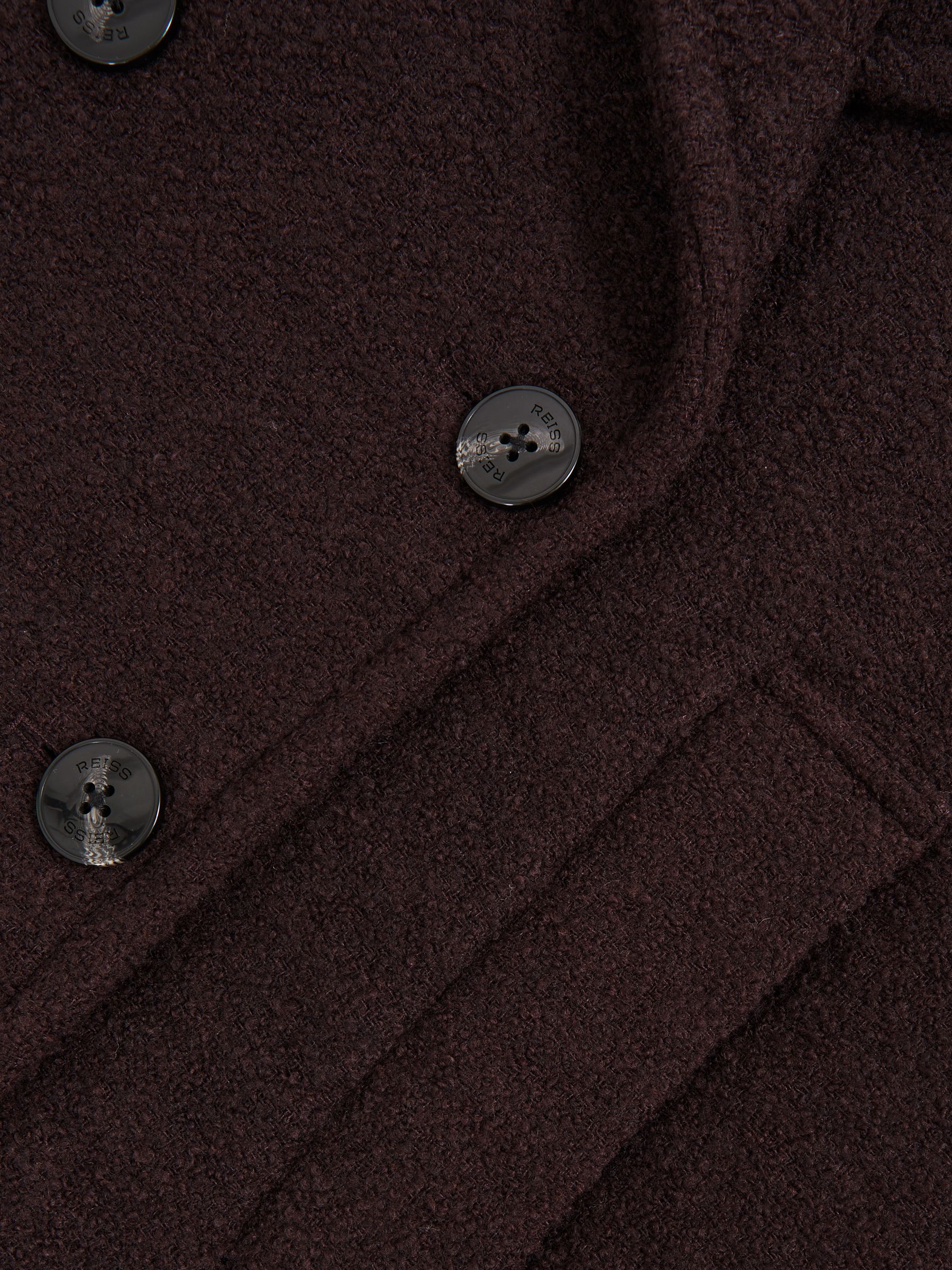 Wool-Blend Double-Breasted Short Coat in Burgundy - Image 7 of 7