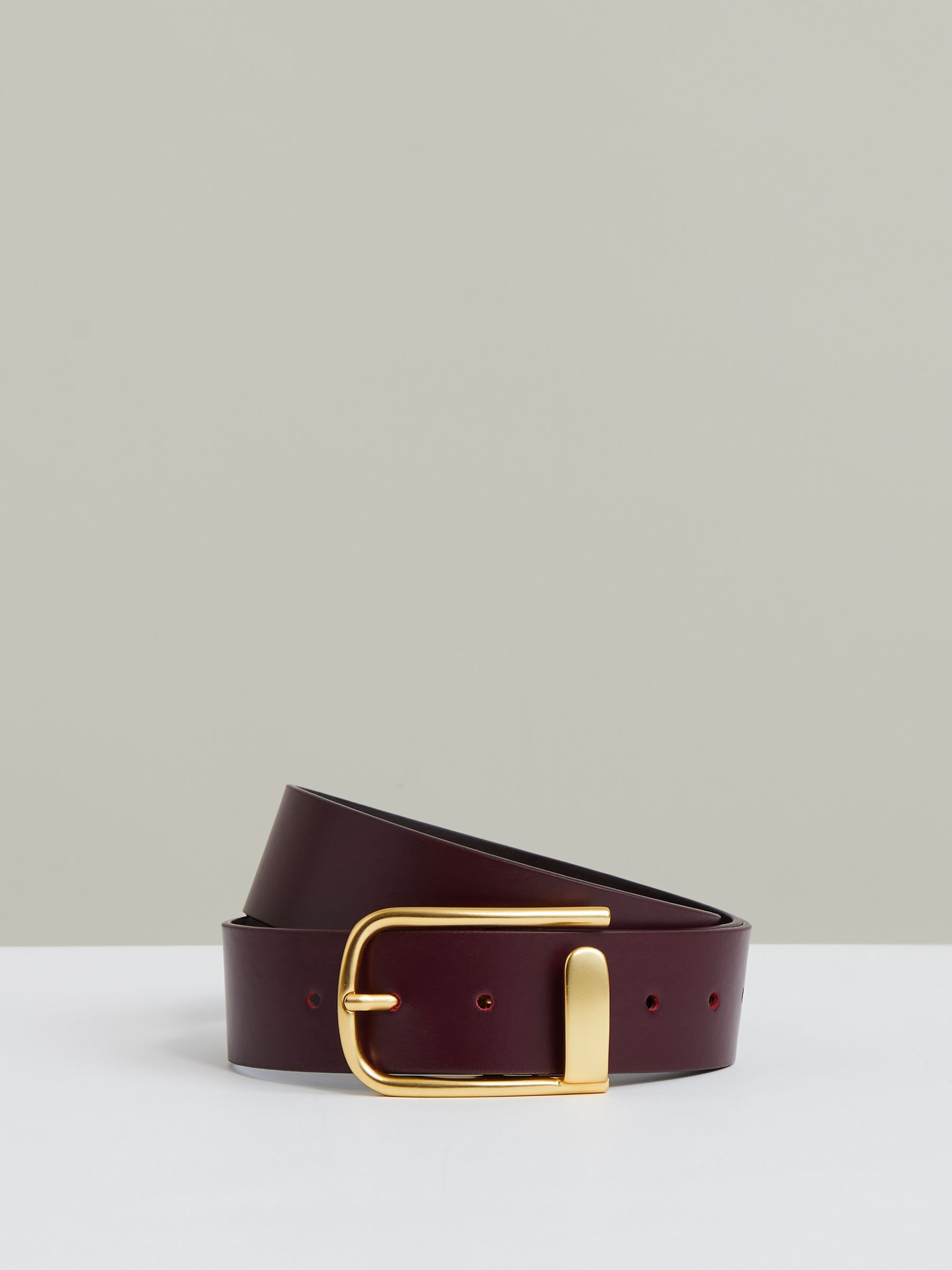 Leather Half Keeper Belt in Burgundy - Image 1 of 4 Leather Half Keeper Belt in Burgundy - Image 1 of 4