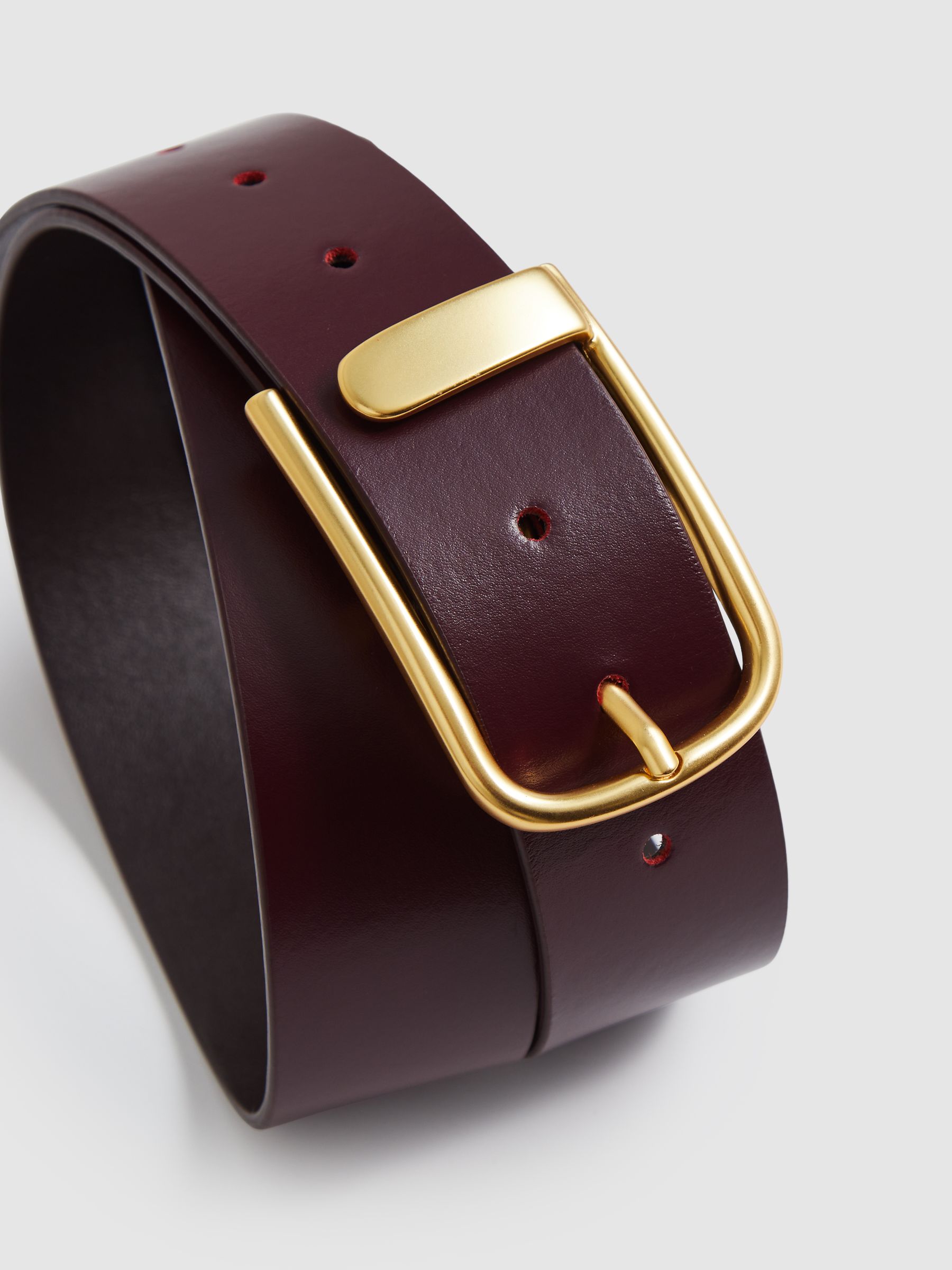 Leather Half Keeper Belt in Burgundy - Image 4 of 4