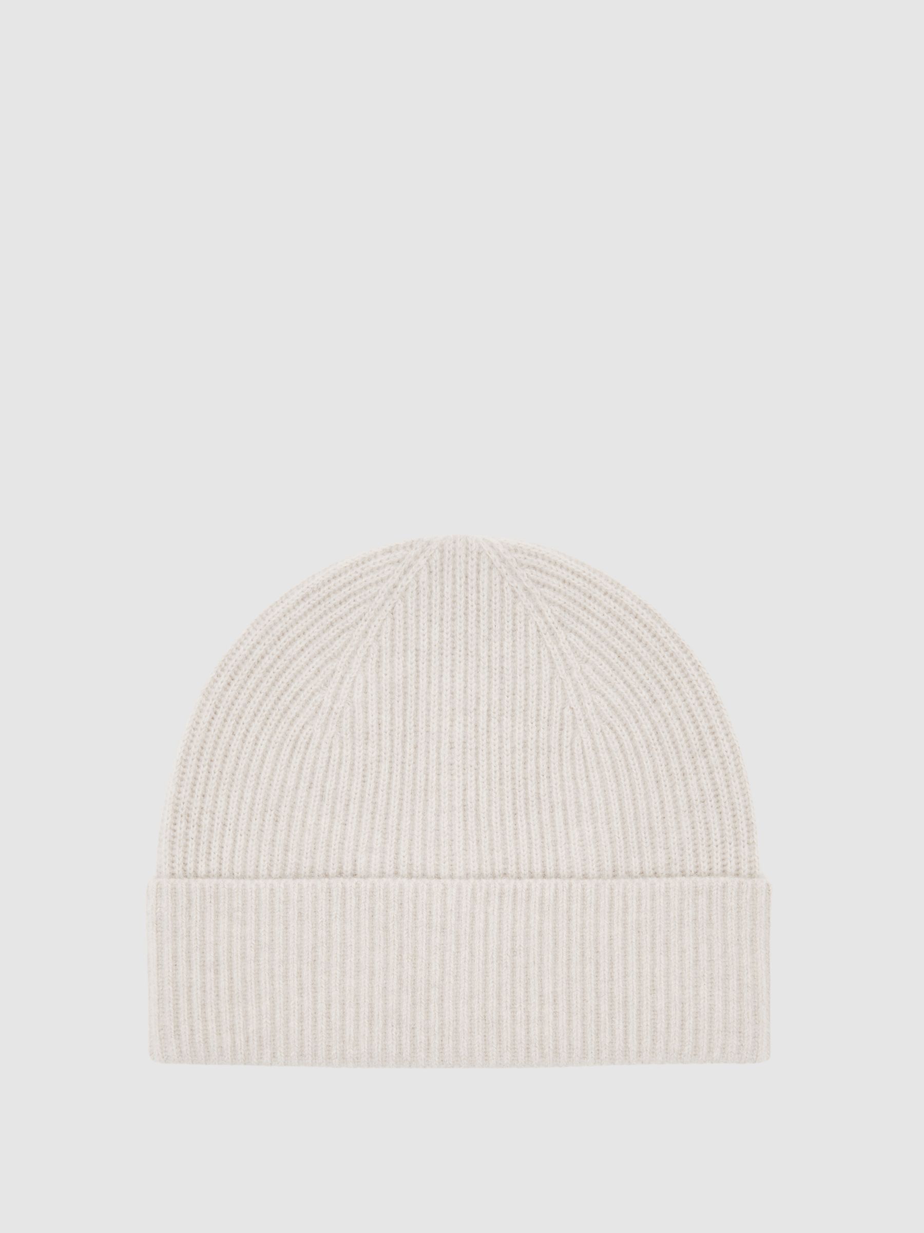 طقم هدايا من وشاح وقبعة من صوف الميرينو بلون مزيج الشوفان الفاتح - صورة 4 من 7