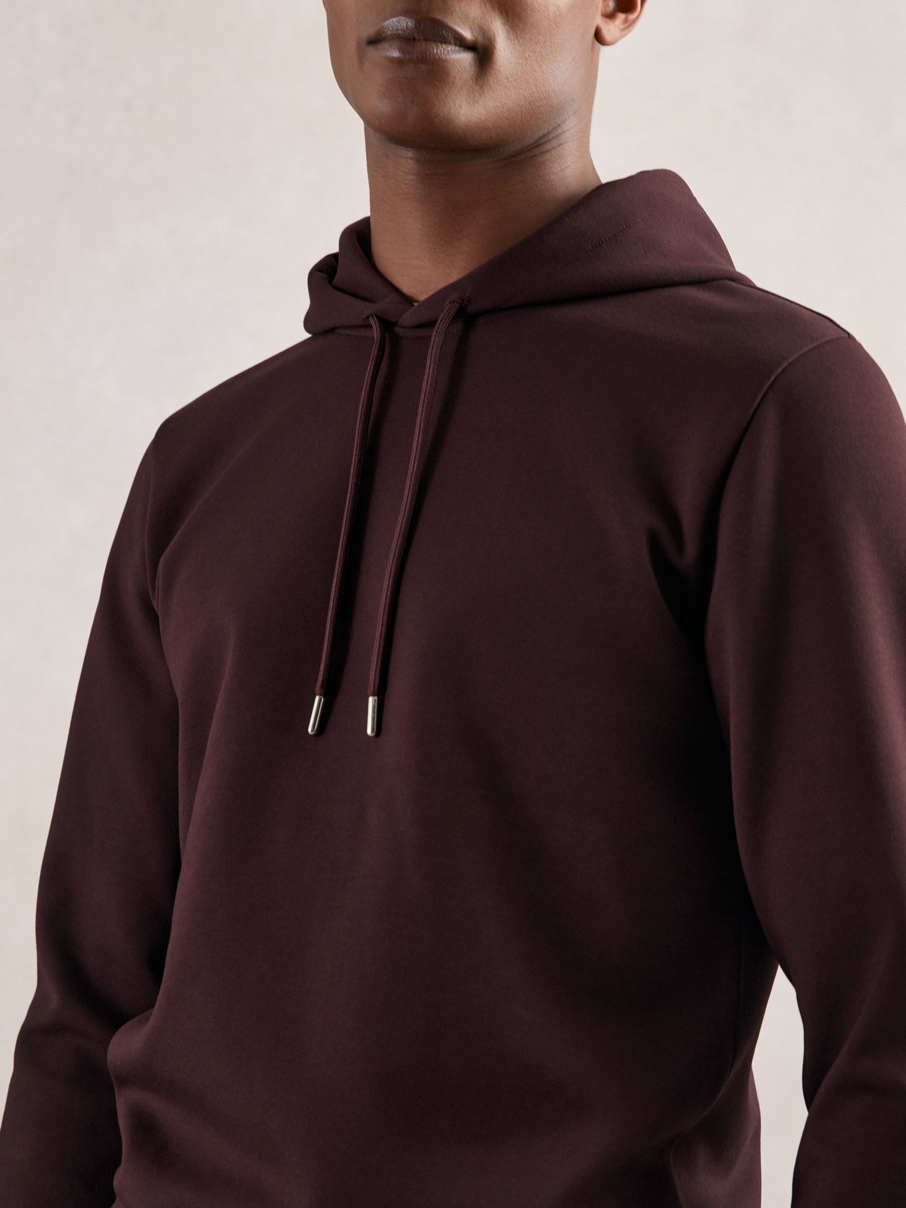 Interlock Jersey Drawstring Hoodie in Cherry Red - Image 3 of 6