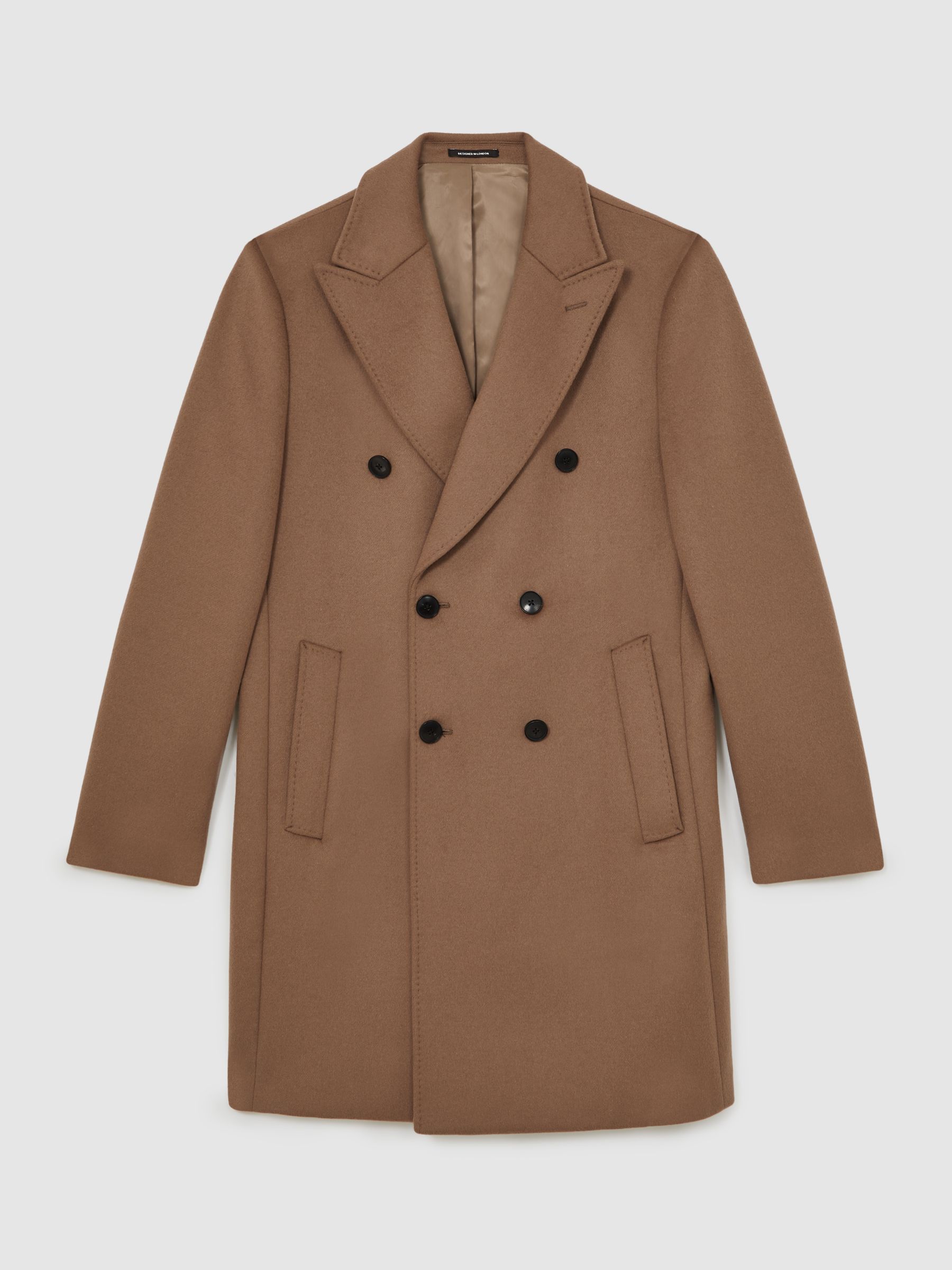 Wool-Blend Double-Breasted Overcoat in Light Brown - Image 2 of 6