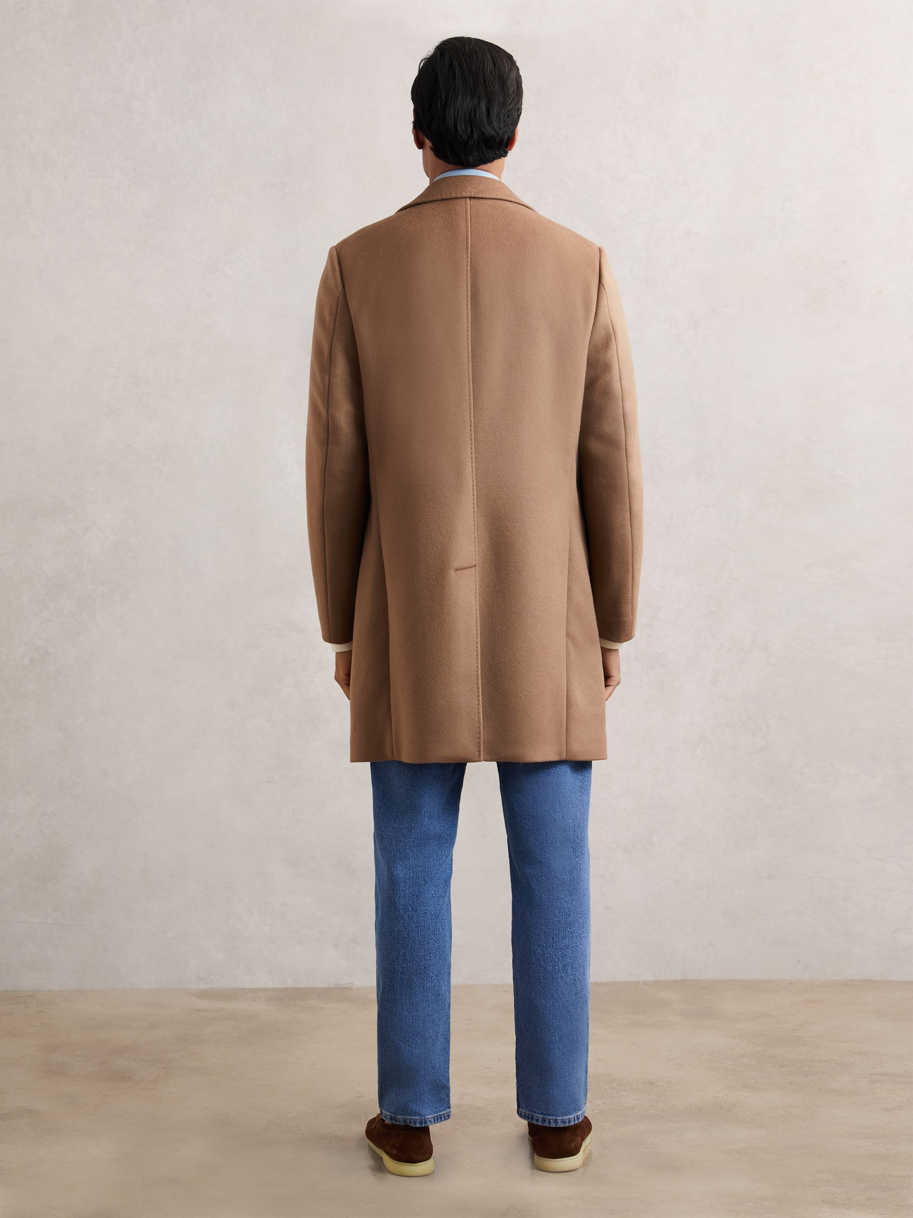 Wool-Blend Double-Breasted Overcoat in Light Brown - Image 5 of 6