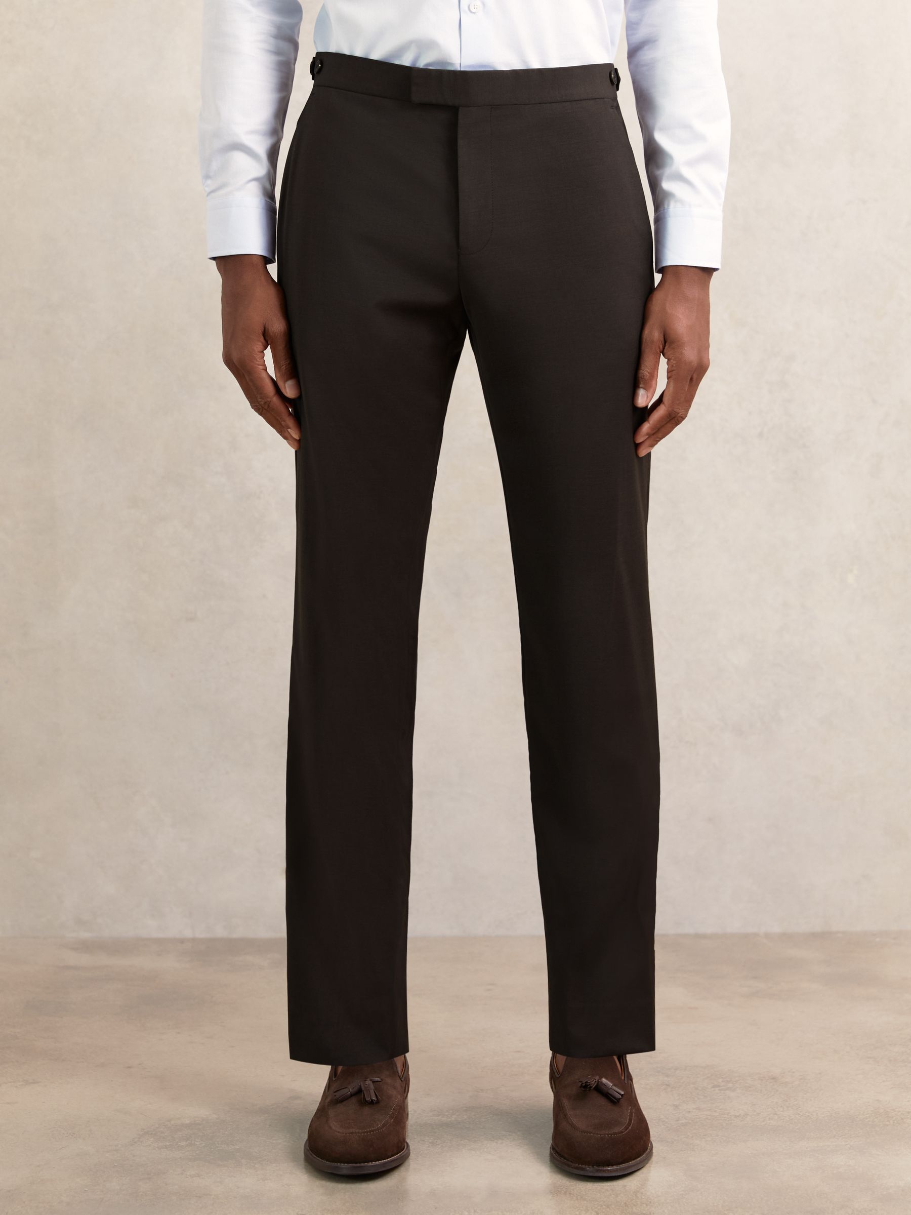Regular-Fit Wool-Blend Suit Trousers in Chocolate Brown - Image 3 of 6