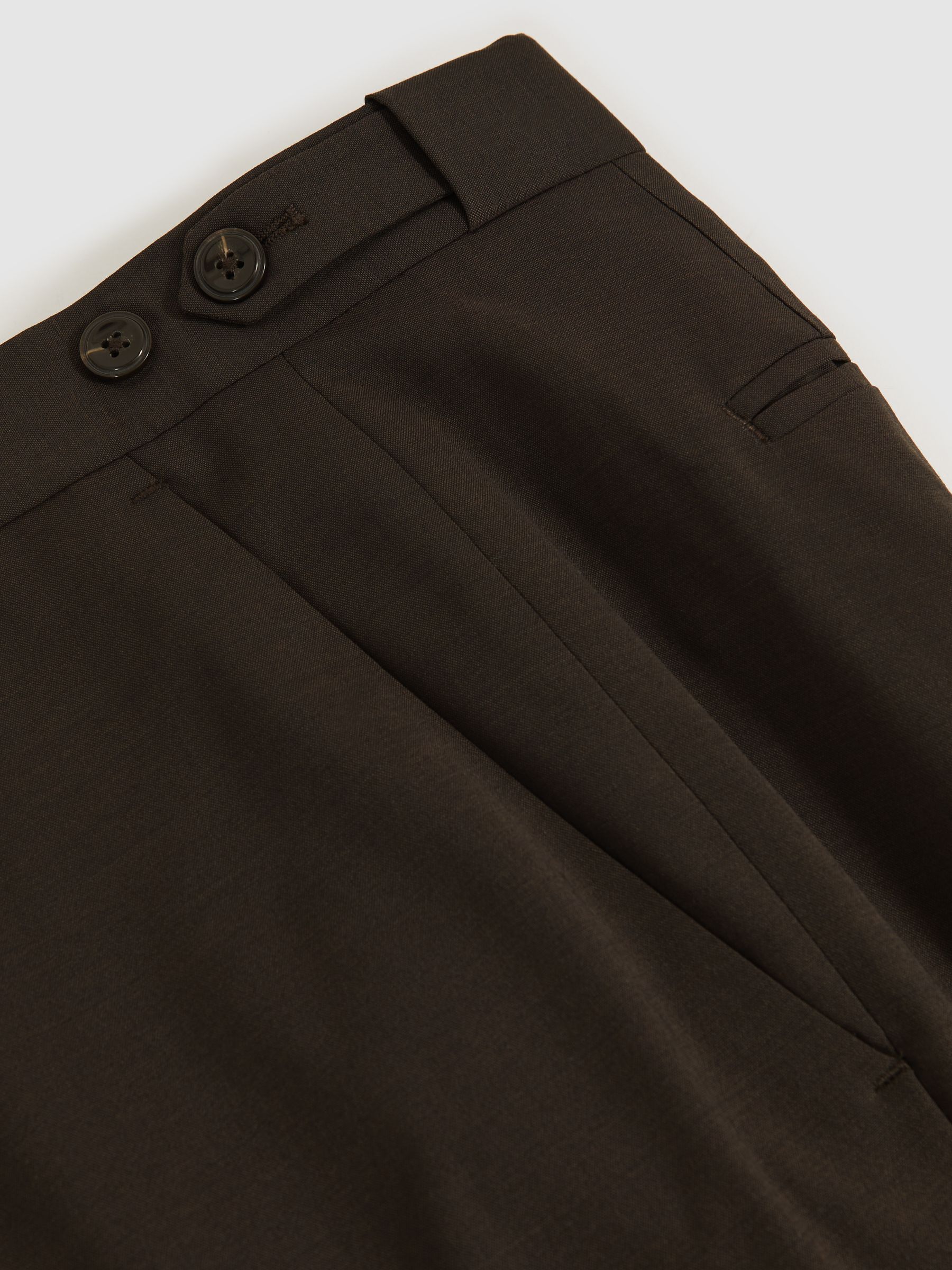 Regular-Fit Wool-Blend Suit Trousers in Chocolate Brown - Image 6 of 6