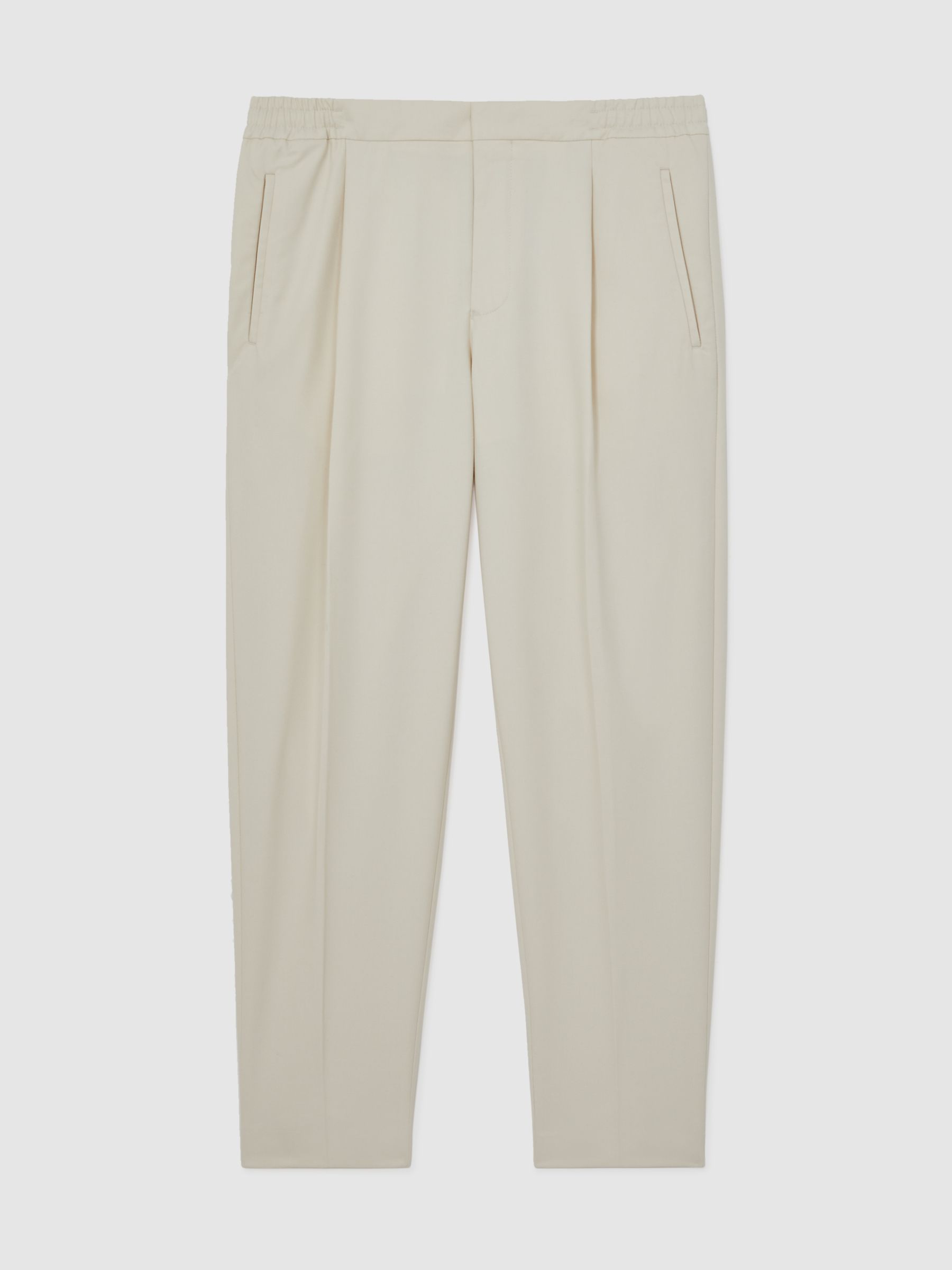 Tapered Drawstring Tailored Trousers in Ecru - Image 2 of 5