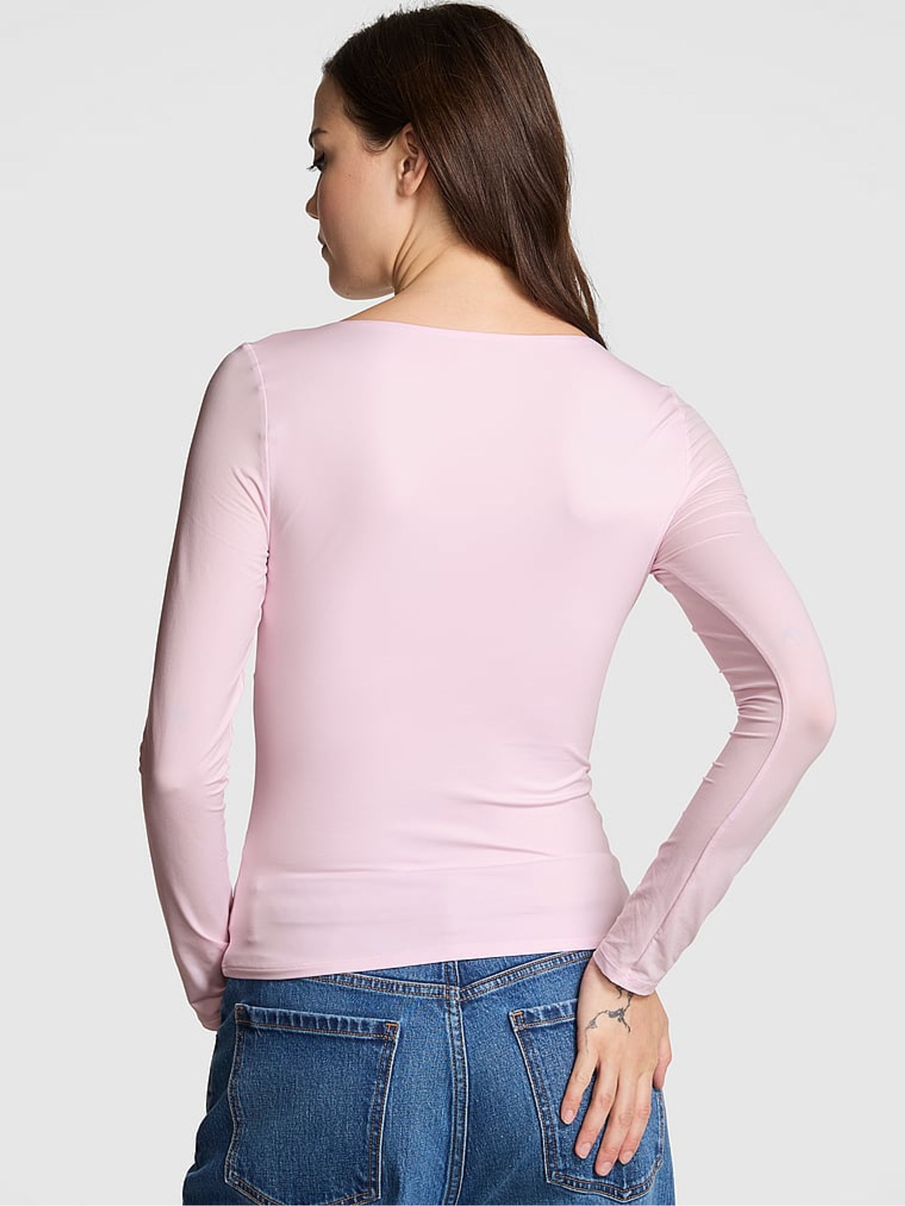 Pink Tulip Ruched Long Sleeve Stretch T-Shirt - Image 2 of 3