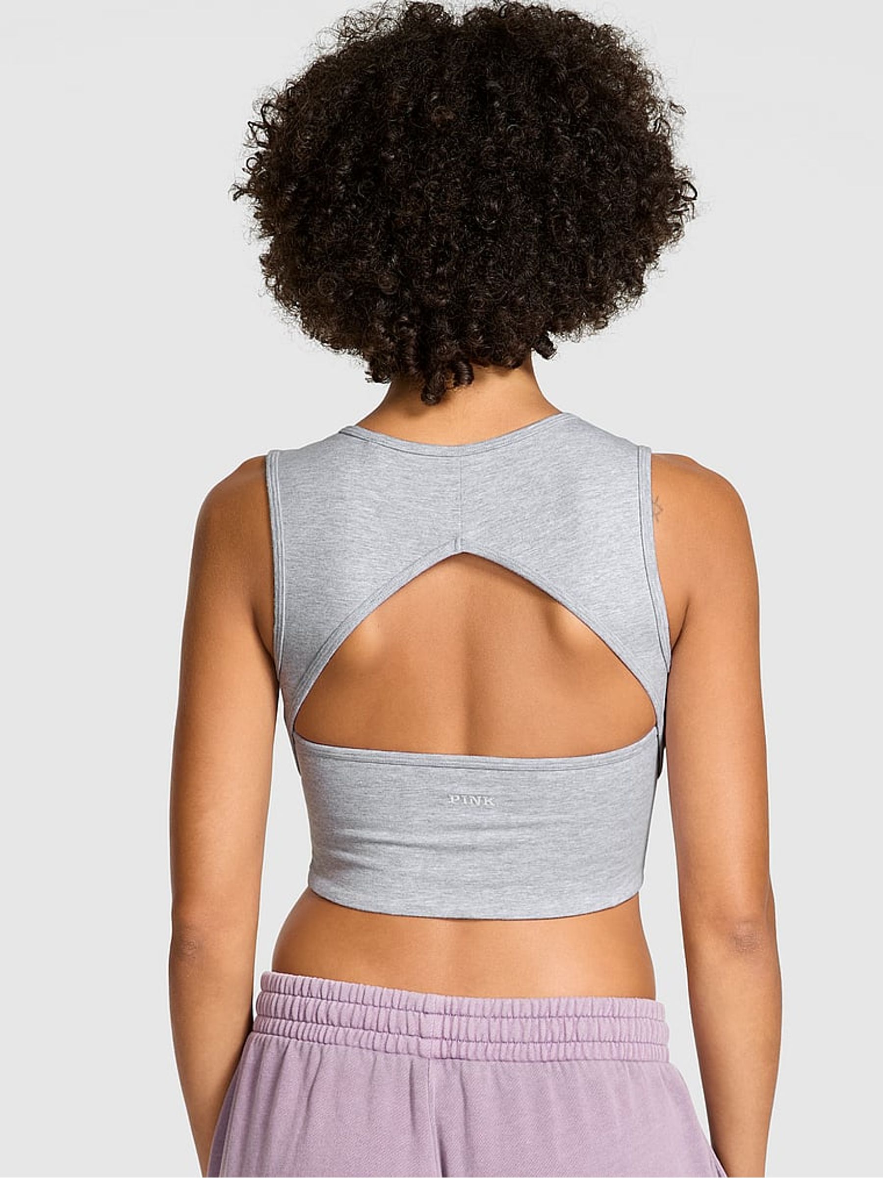 Medium Heather Grey Open Back Sports Bra - Image 2 of 3