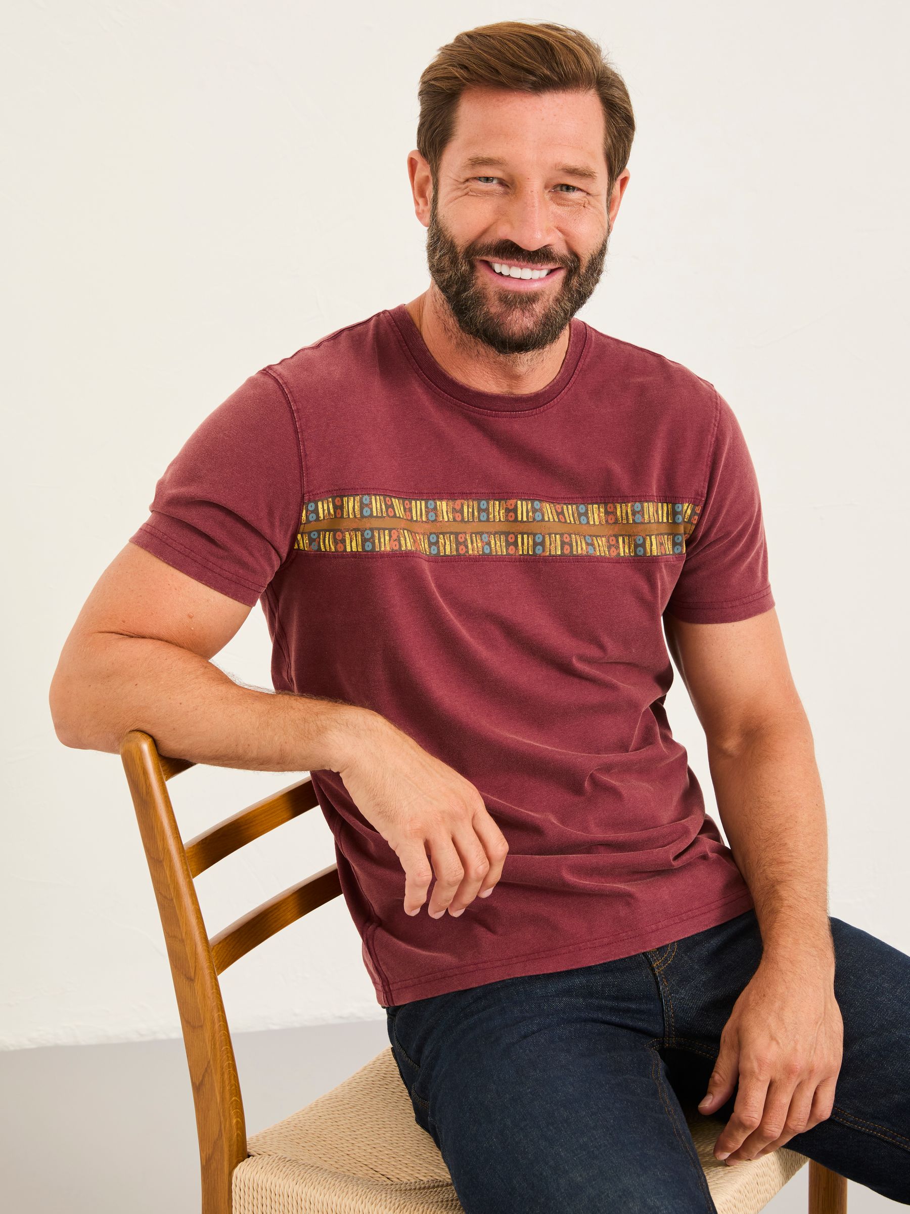 Claret Pattern Stripe T-Shirt - Image 5 of 6