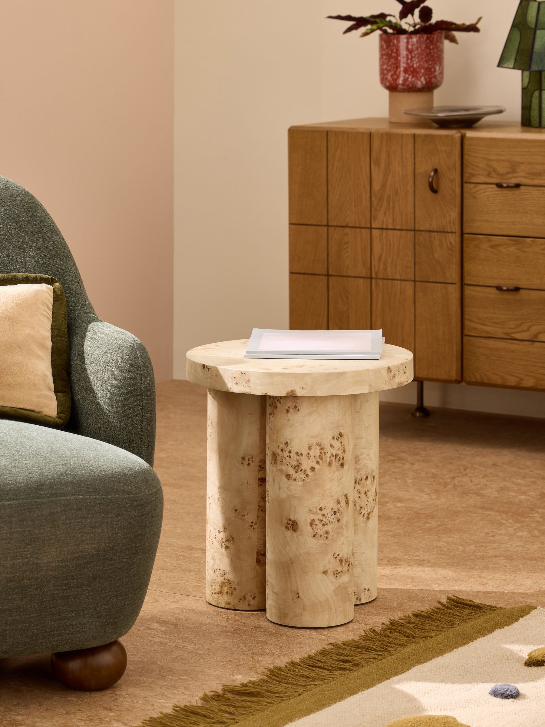 Lacey Side Table in Light Burl Wood - Image 1 of 5