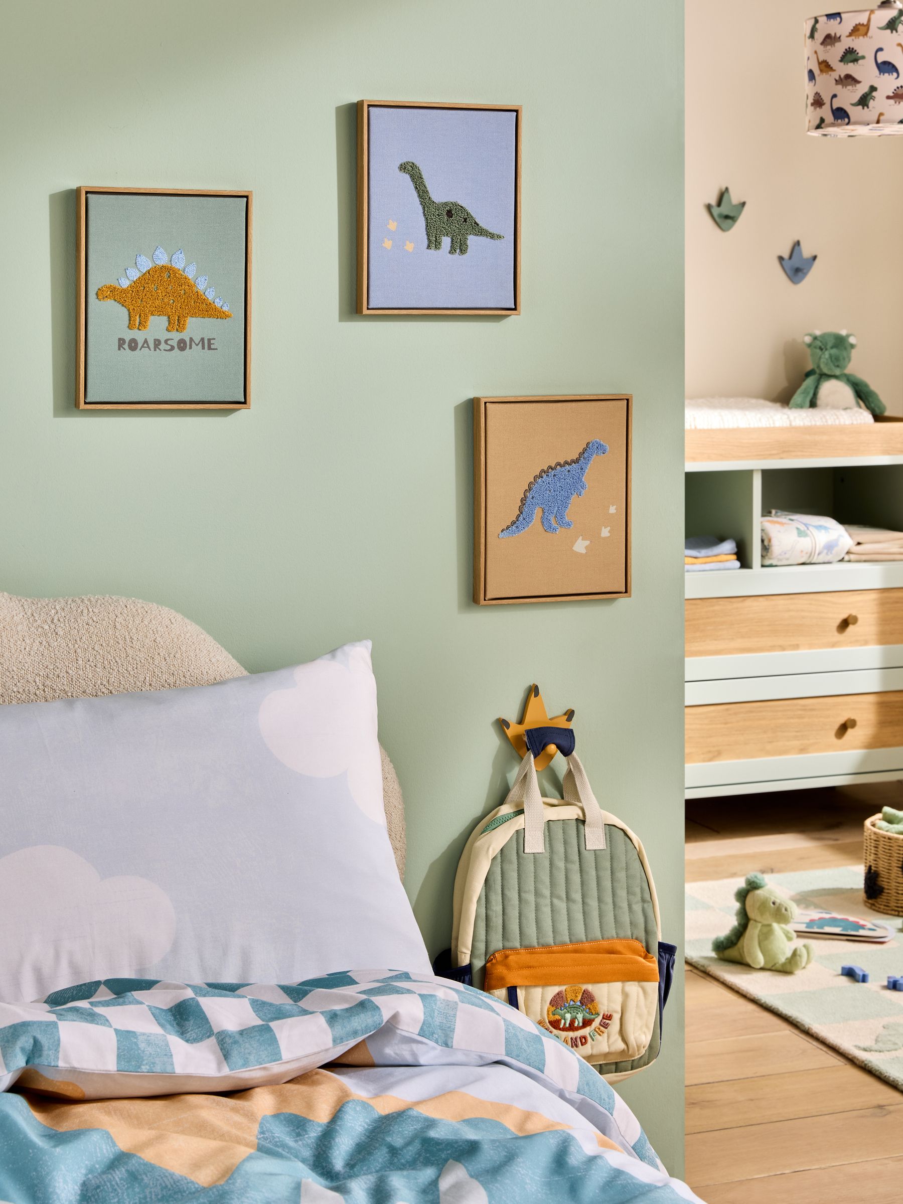 Set of 3 Dinosaur Embroidered Wall Art - Image 1 of 4