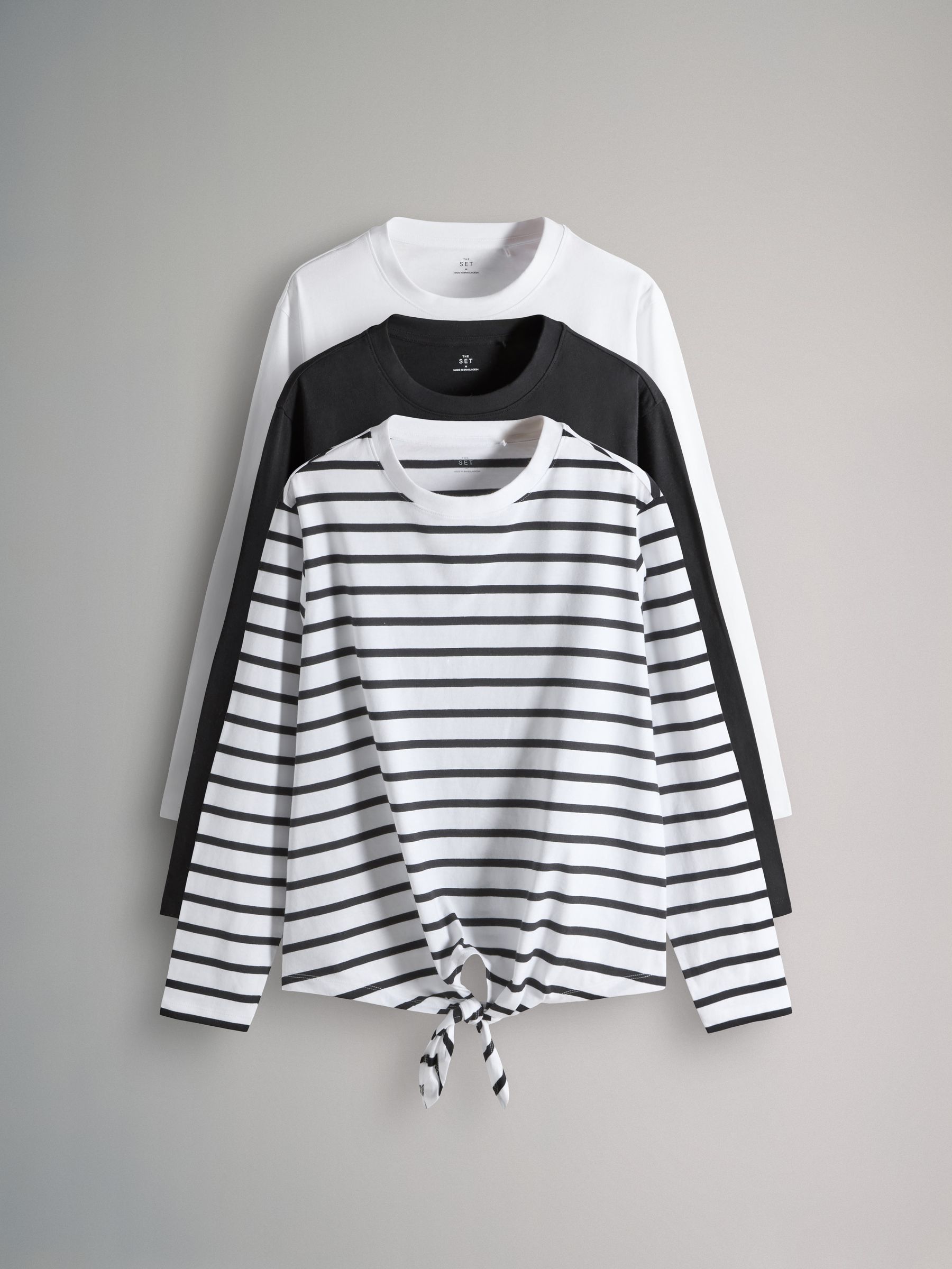 3 Pack Tie Front Long Sleeve T-Shirts - Image 1 of 6