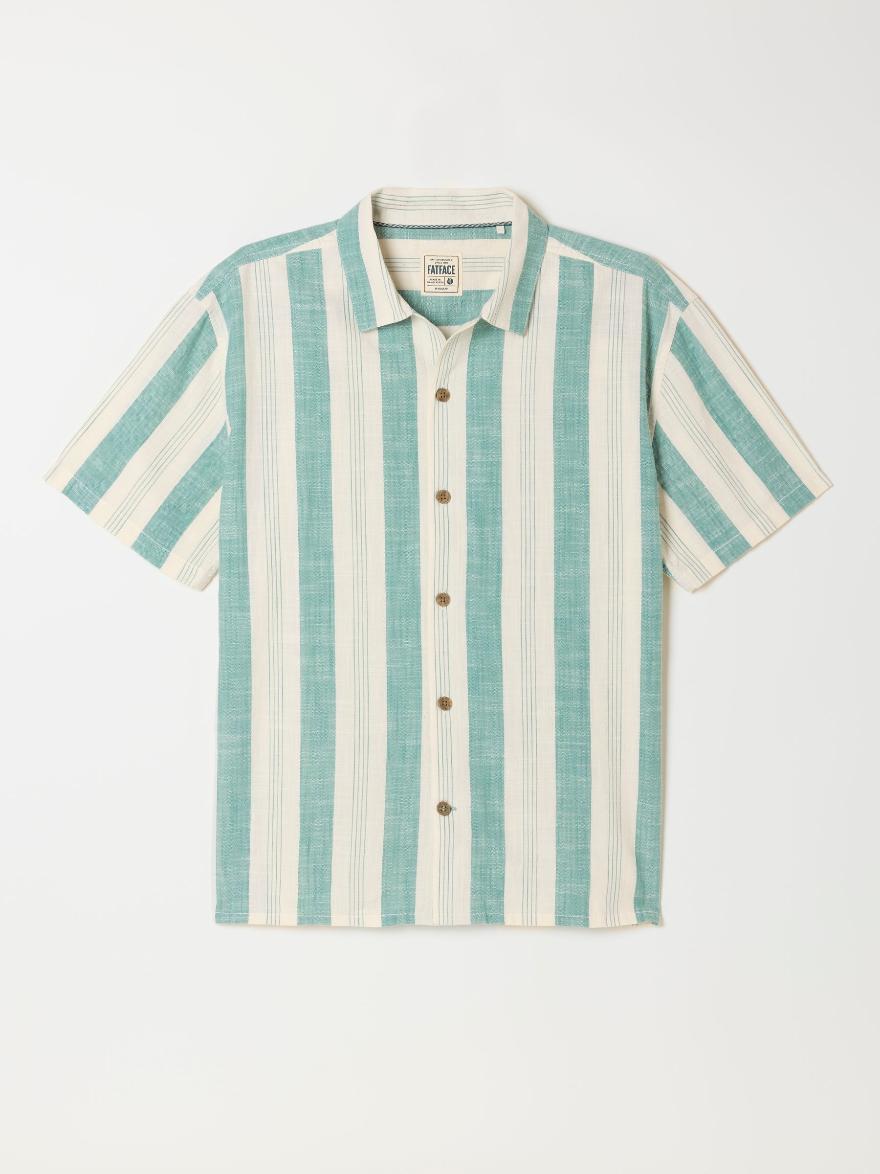 Light Teal Short Sleeve Relaxed Fit Cove Wide Stripe Shirt