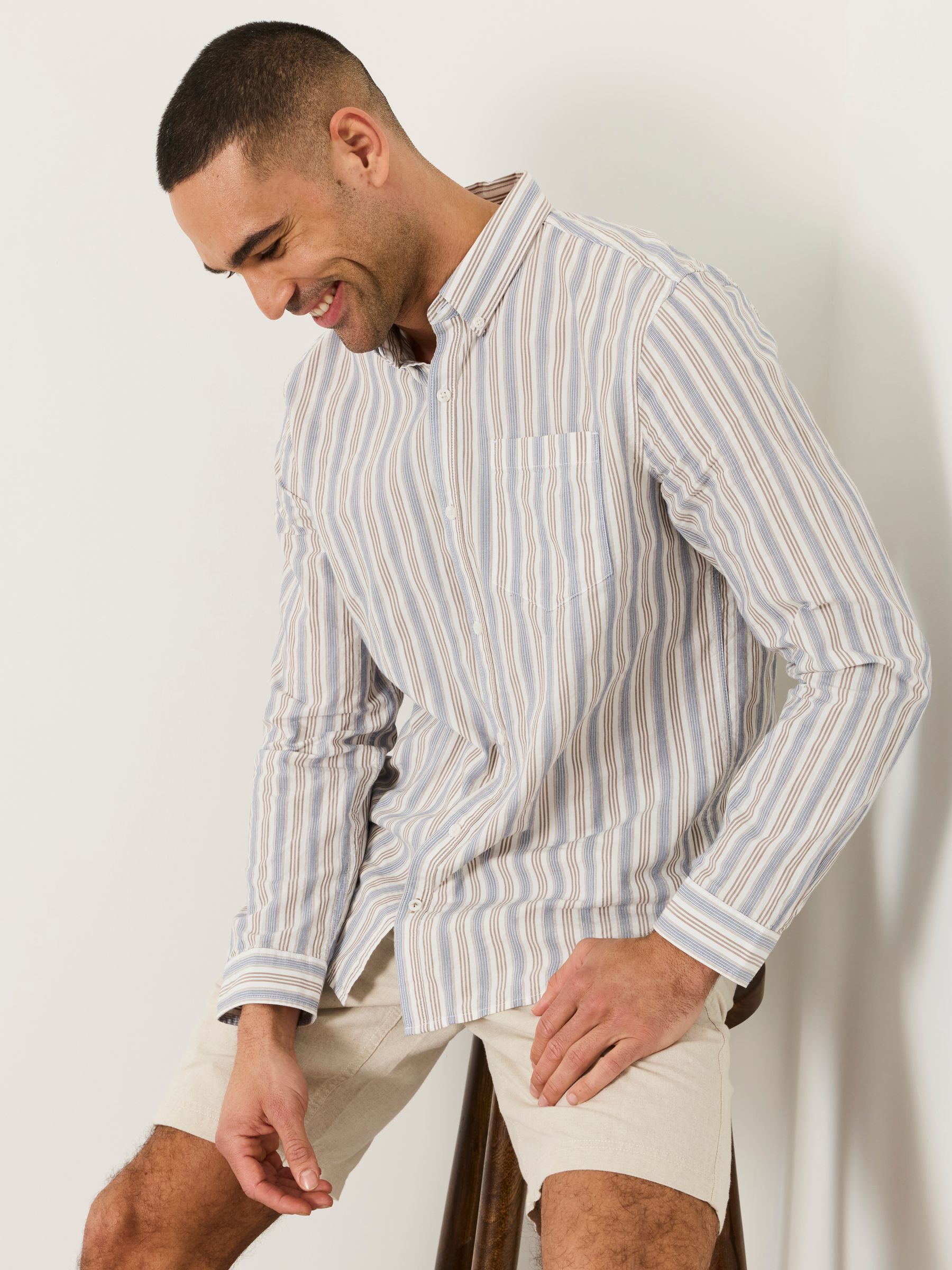 Natural Long sleeve Hamble Stripe Shirt - Image 6 of 6