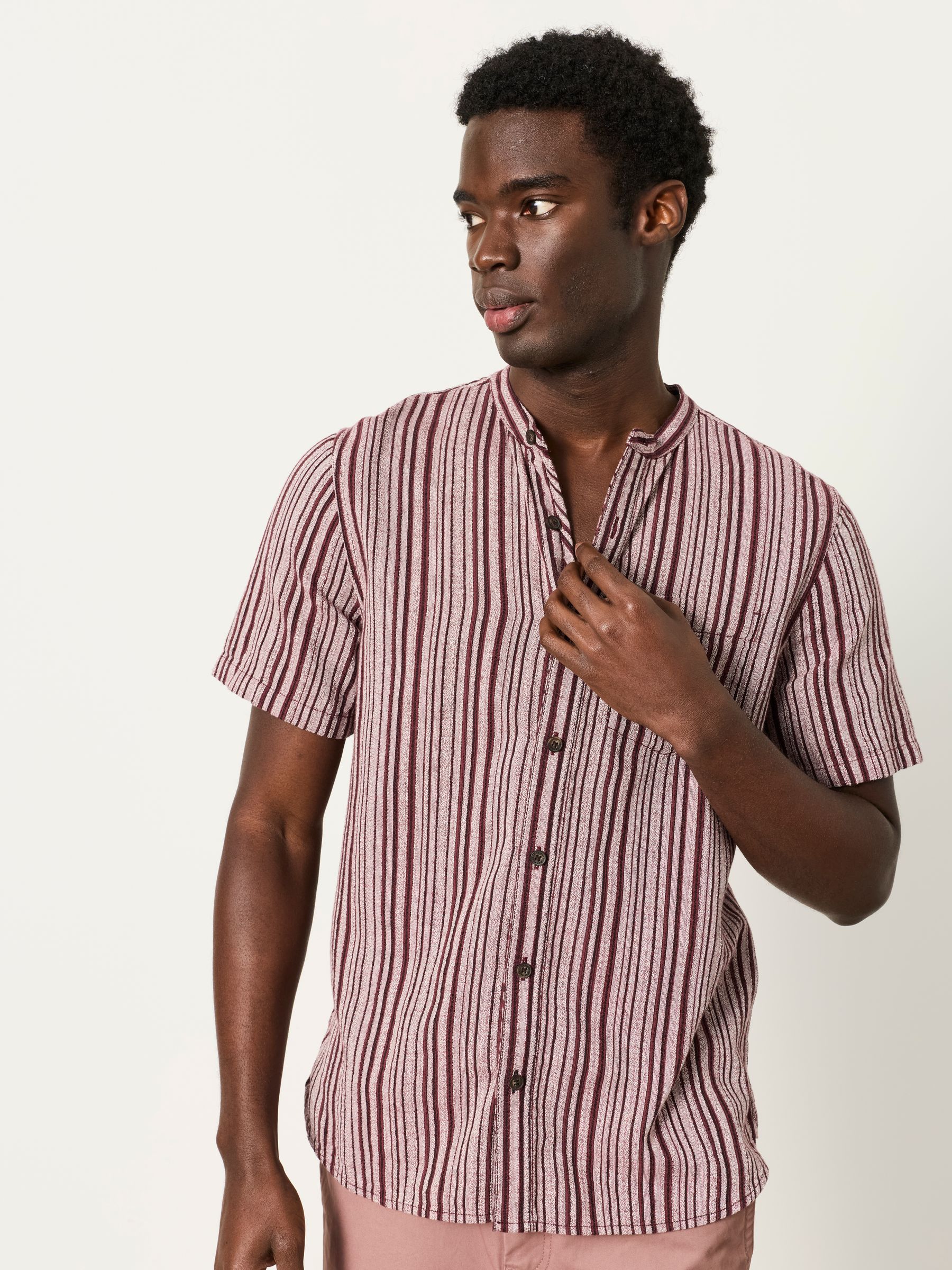 Plum Purple Short Sleeve Fleet Stripe Shirt | FatFace USA