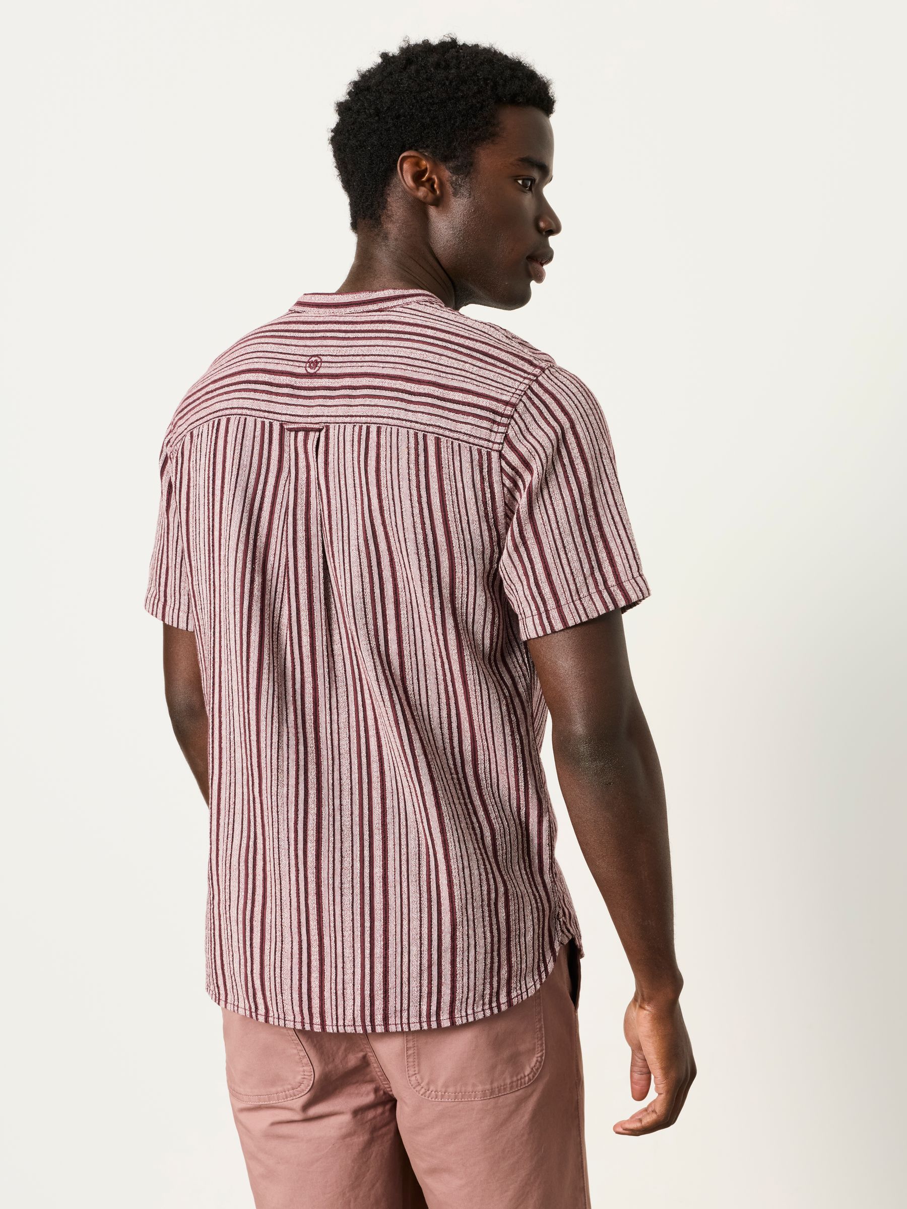 Plum Purple Short Sleeve Fleet Stripe Shirt - Image 3 of 7
