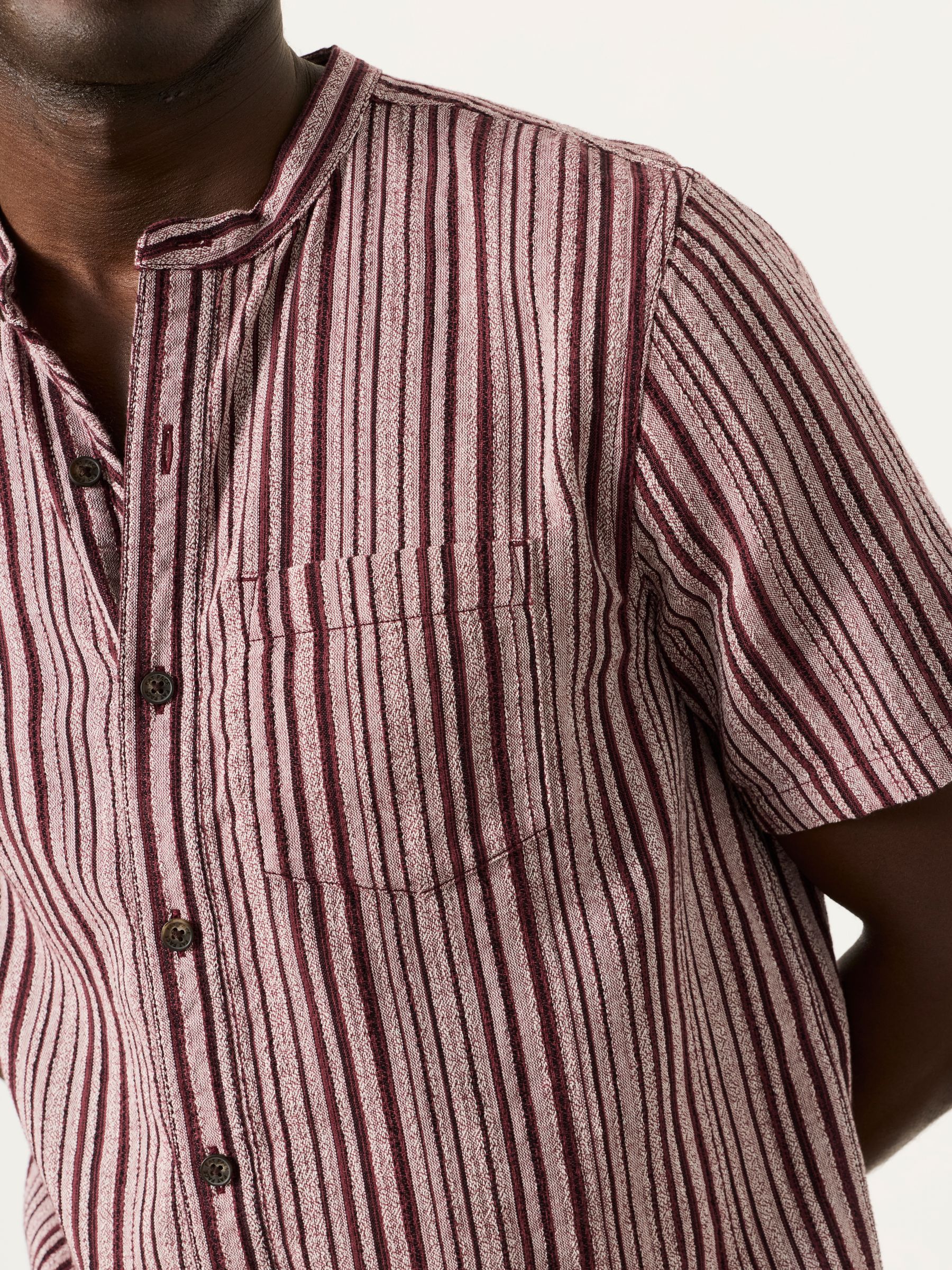 Plum Purple Short Sleeve Fleet Stripe Shirt - Image 4 of 7