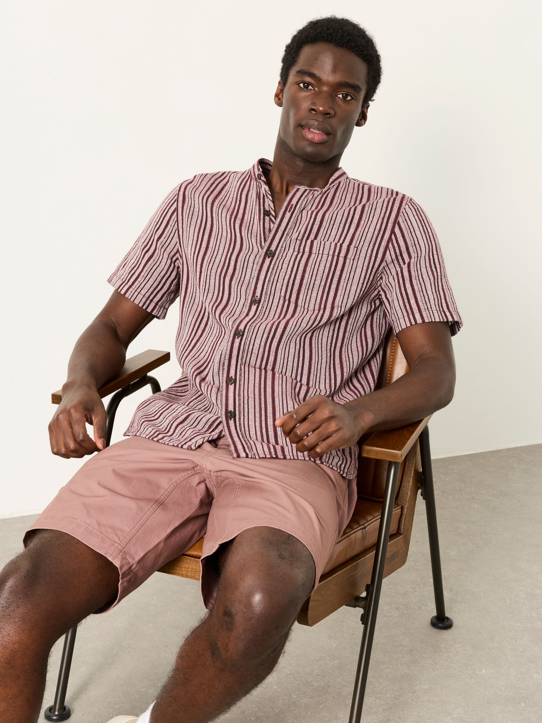 Plum Purple Short Sleeve Fleet Stripe Shirt - Image 5 of 7
