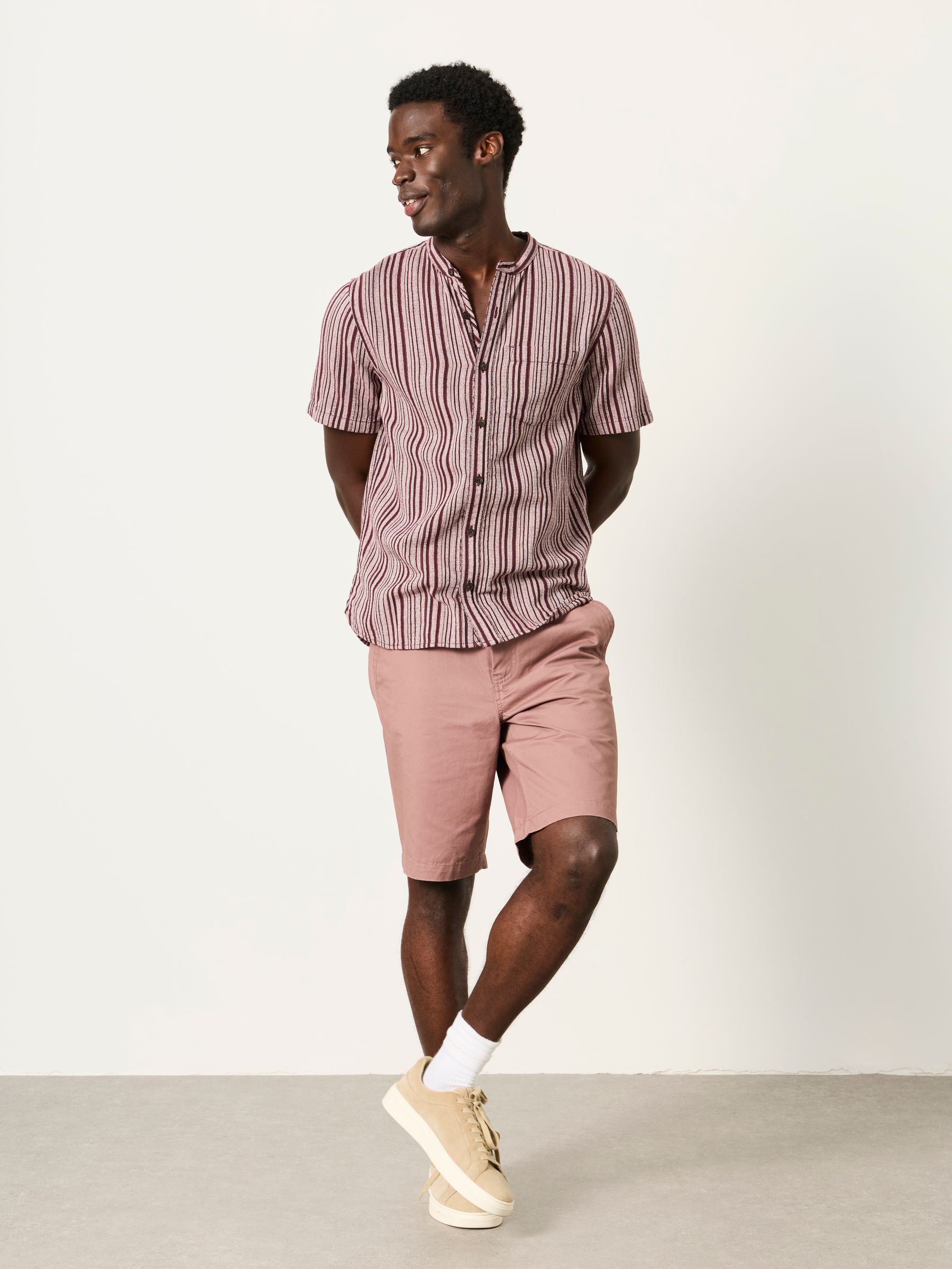 Plum Purple Short Sleeve Fleet Stripe Shirt - Image 6 of 7