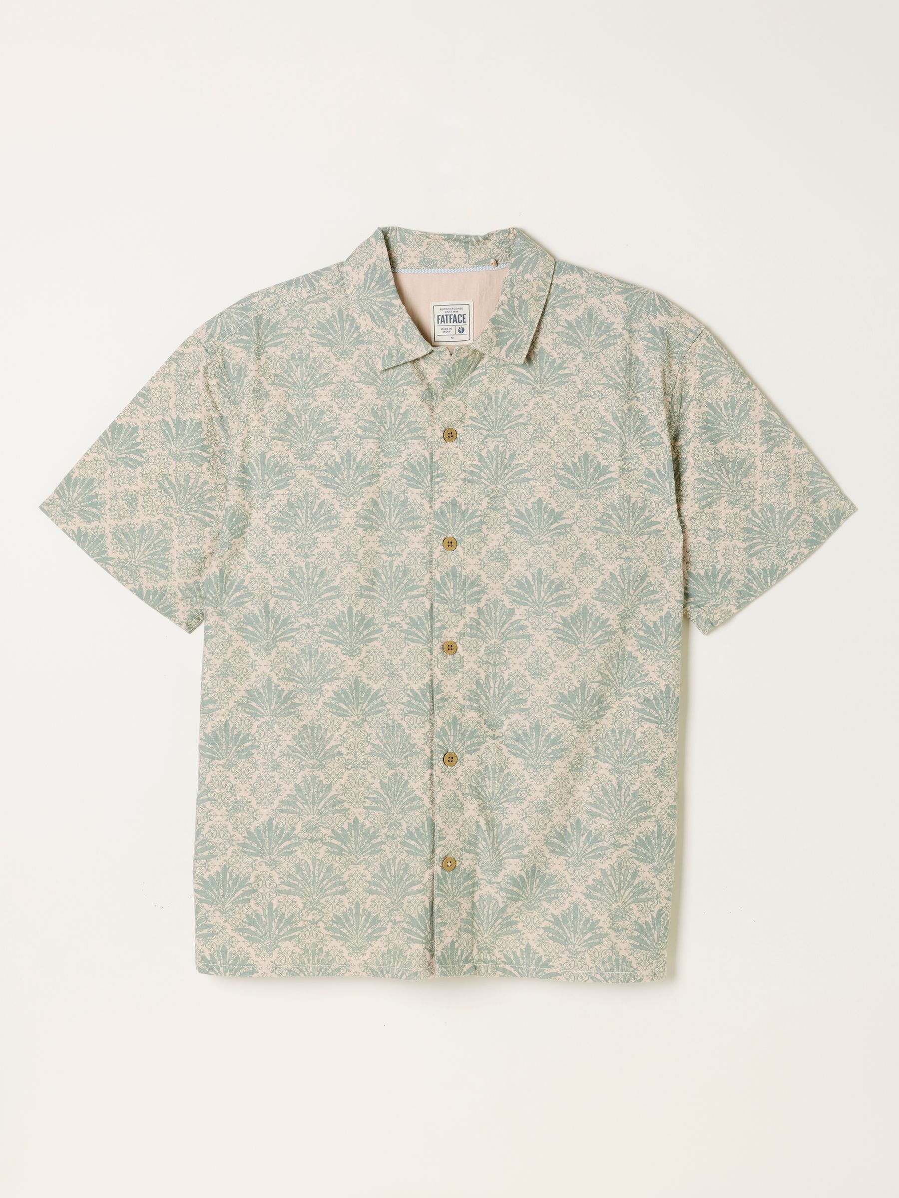 Green Haze Short Sleeve Relaxed Fit Deco Palm Print Shirt - Image 6 of 6