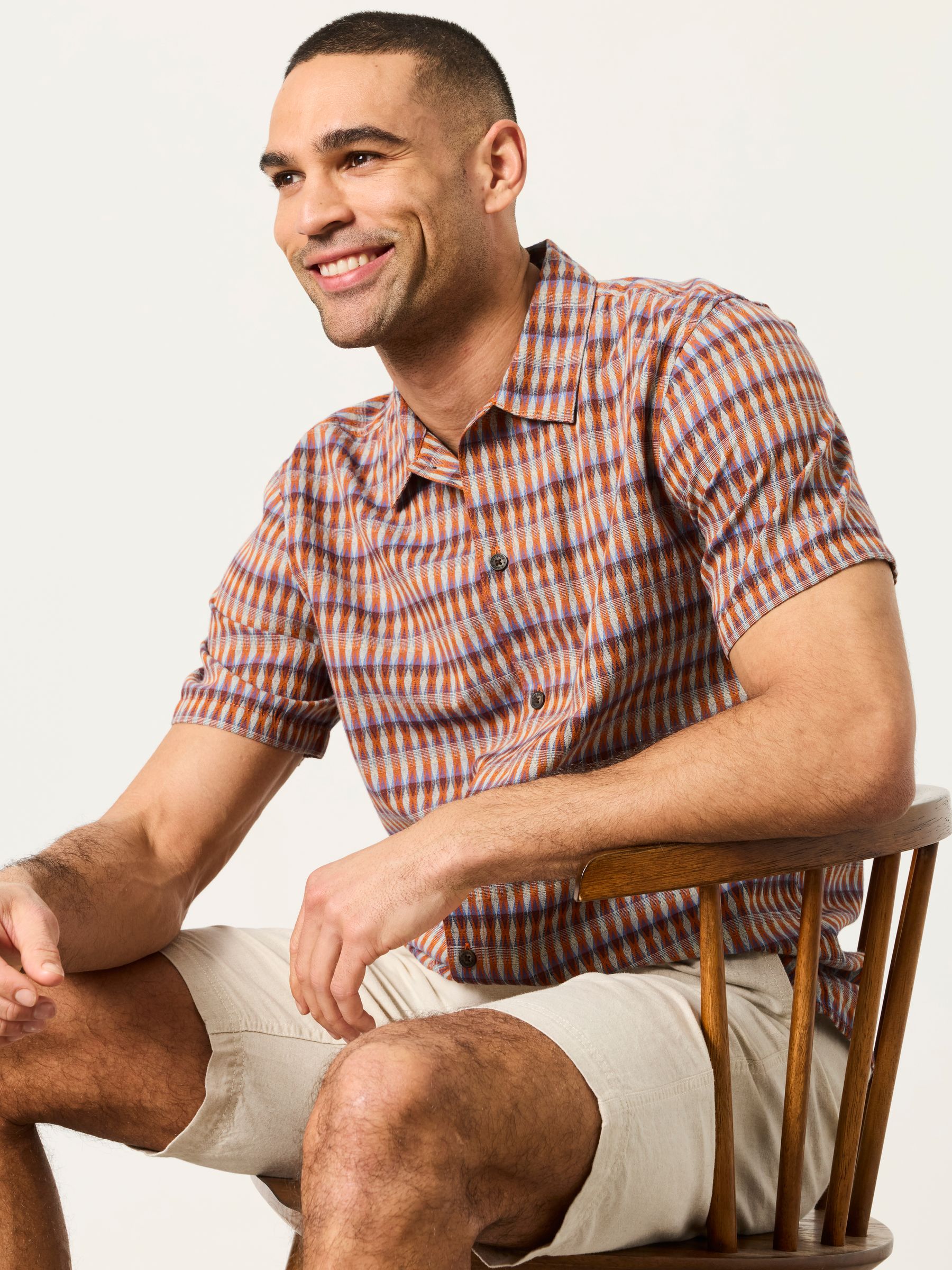 Multi Short Sleeve Kite Diamond Embroidered Shirt - Image 5 of 6