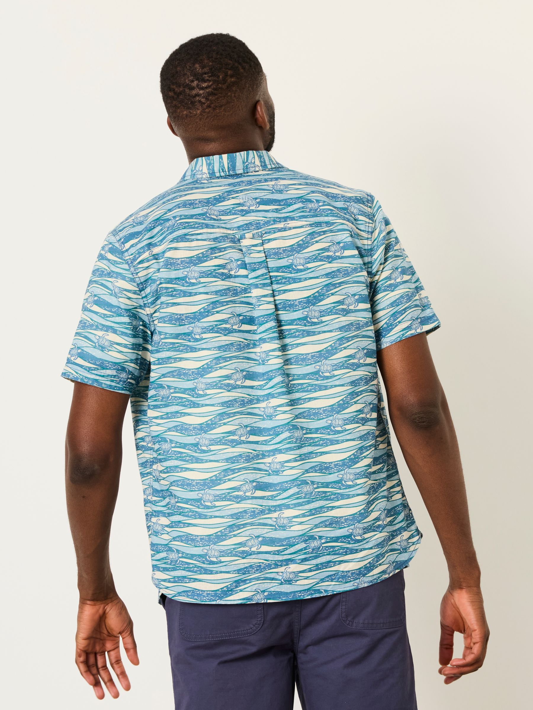 Blue Short Sleeve Turtle Print Shirt - Image 3 of 6