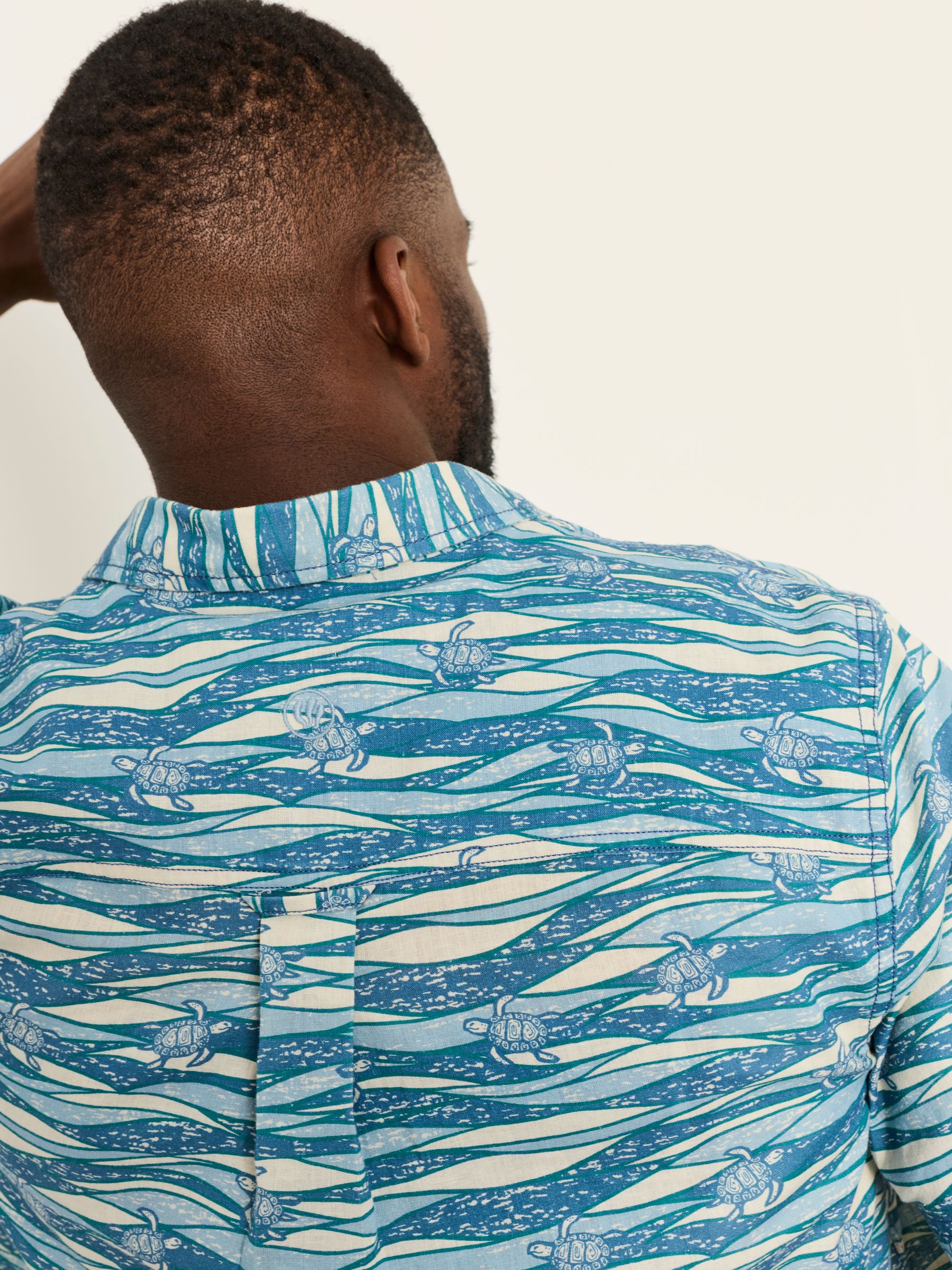 Blue Short Sleeve Turtle Print Shirt - Image 5 of 6
