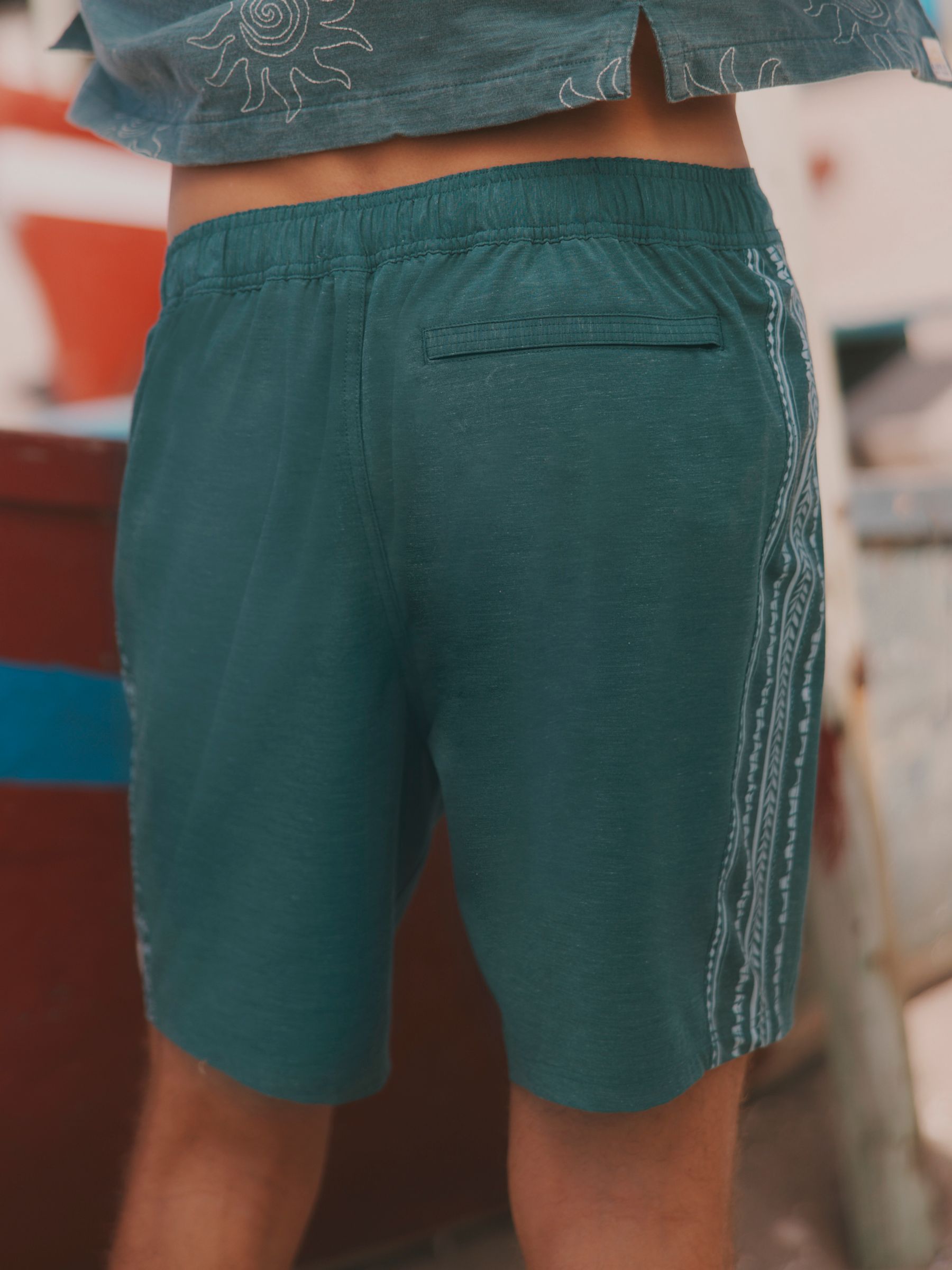 Dark Teal Blue Abstract Panel Board Short - Image 2 of 5 Dark Teal Blue Abstract Panel Board Short - Image 2 of 5