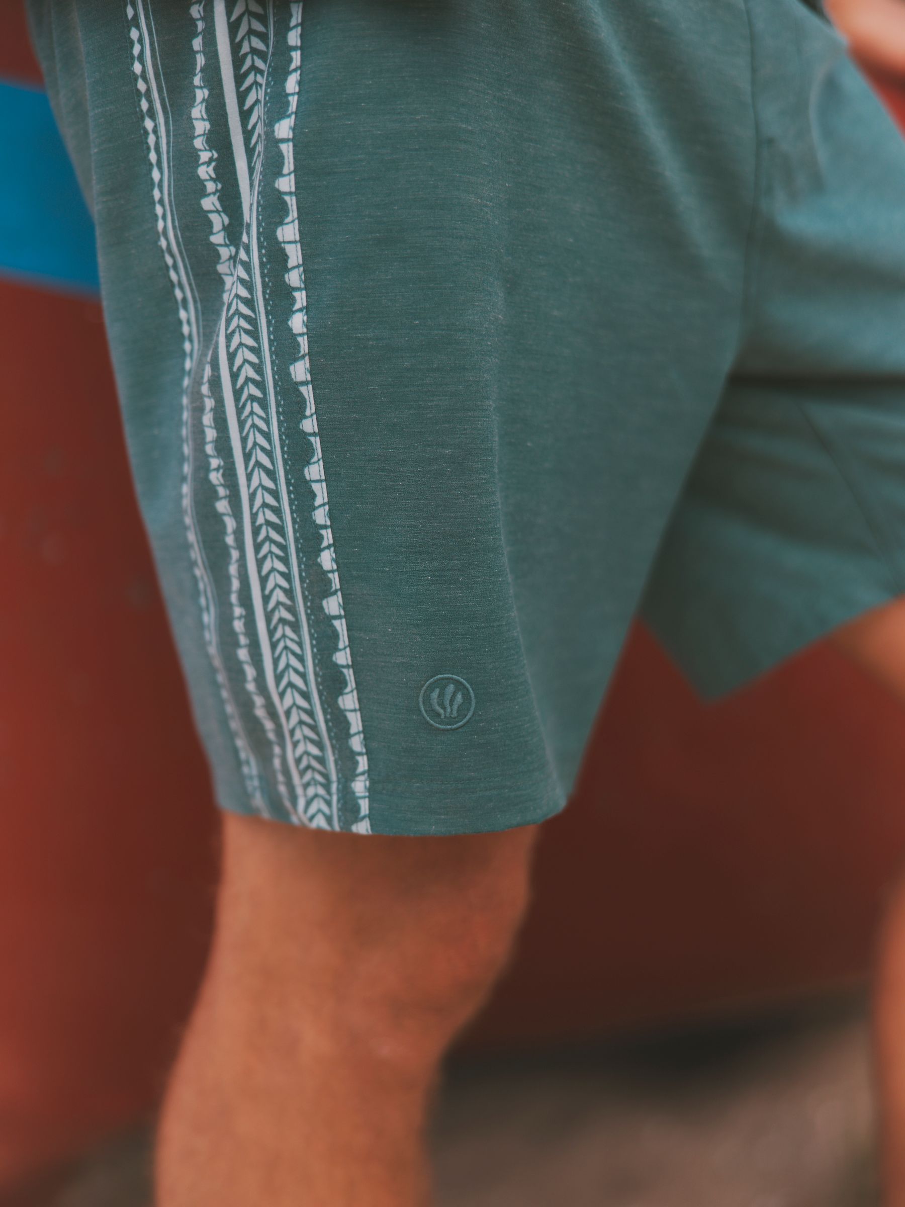 Dark Teal Blue Abstract Panel Board Short - Image 4 of 5