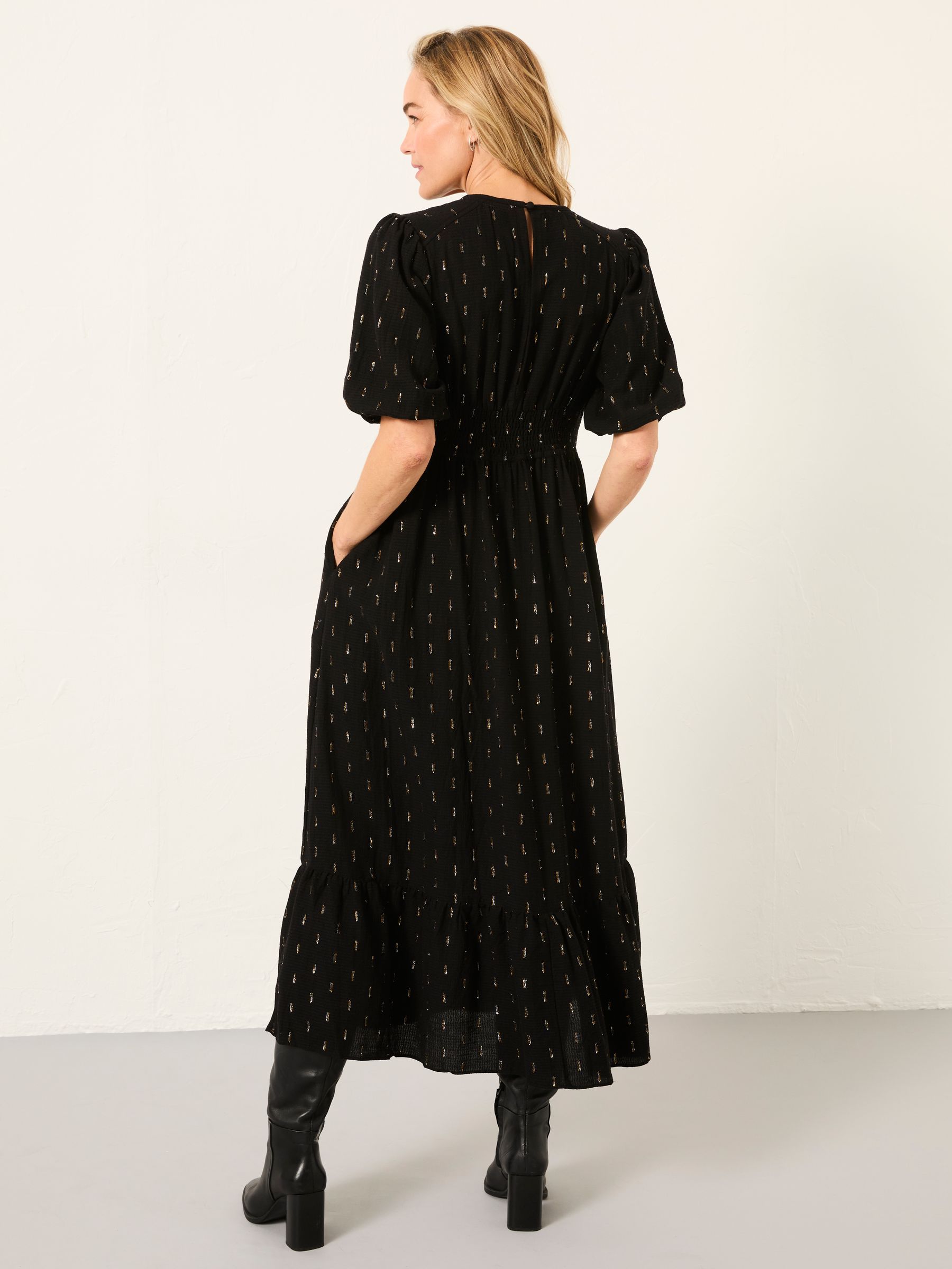 Milly Black Petite Metallic Midi Dress - Image 2 of 6