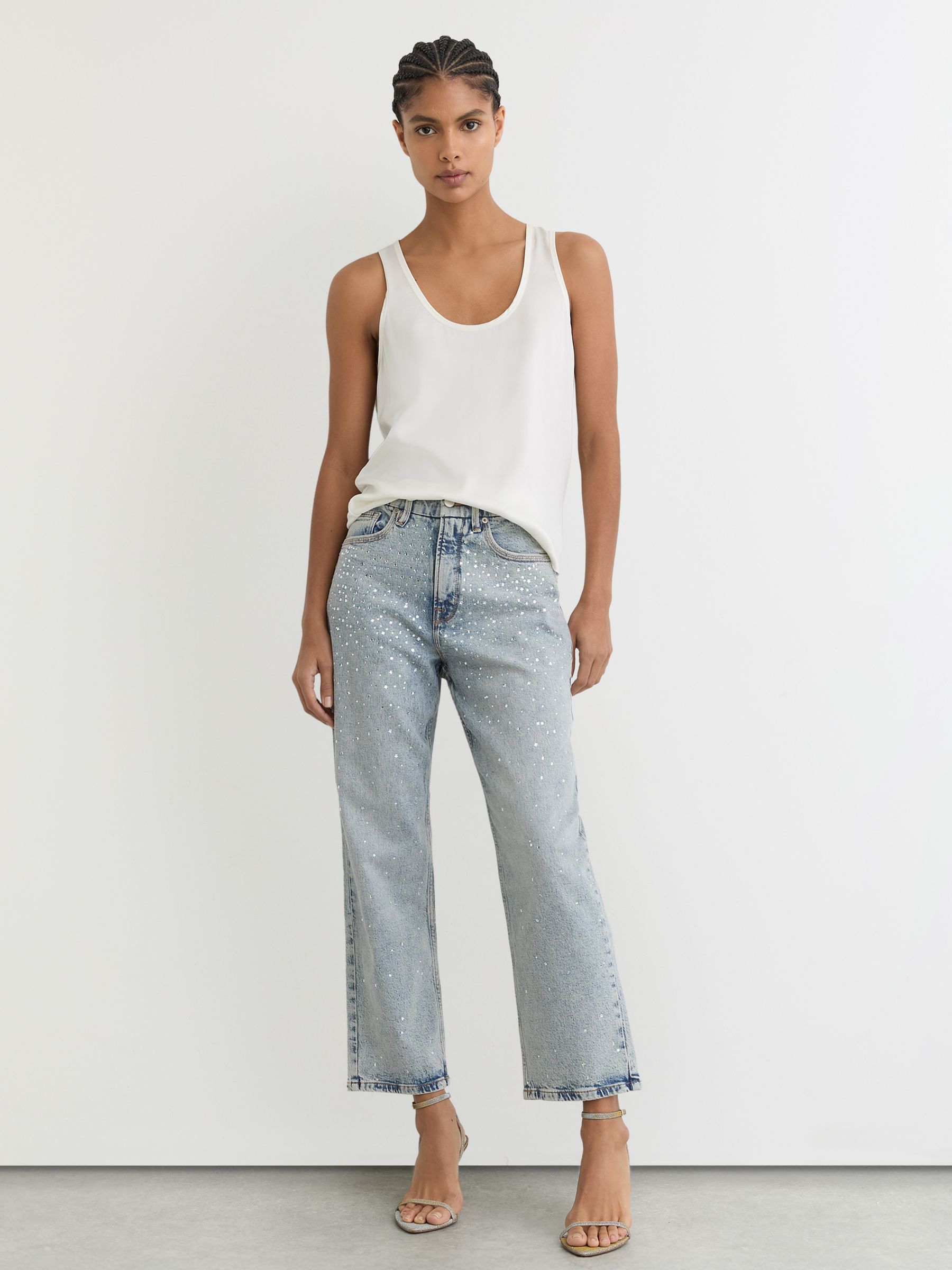 Good American Crystal Cropped Jeans