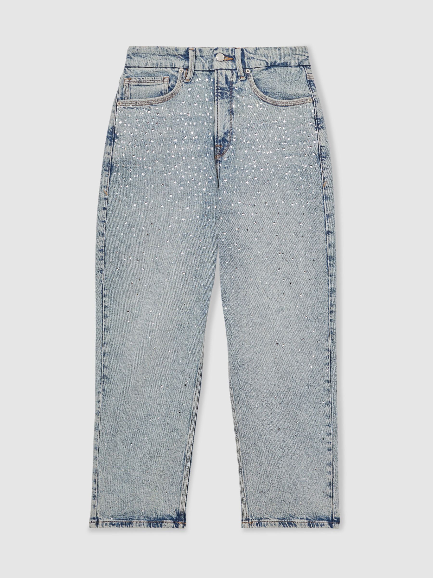 Good American Crystal Cropped Jeans in Indigo Blue
