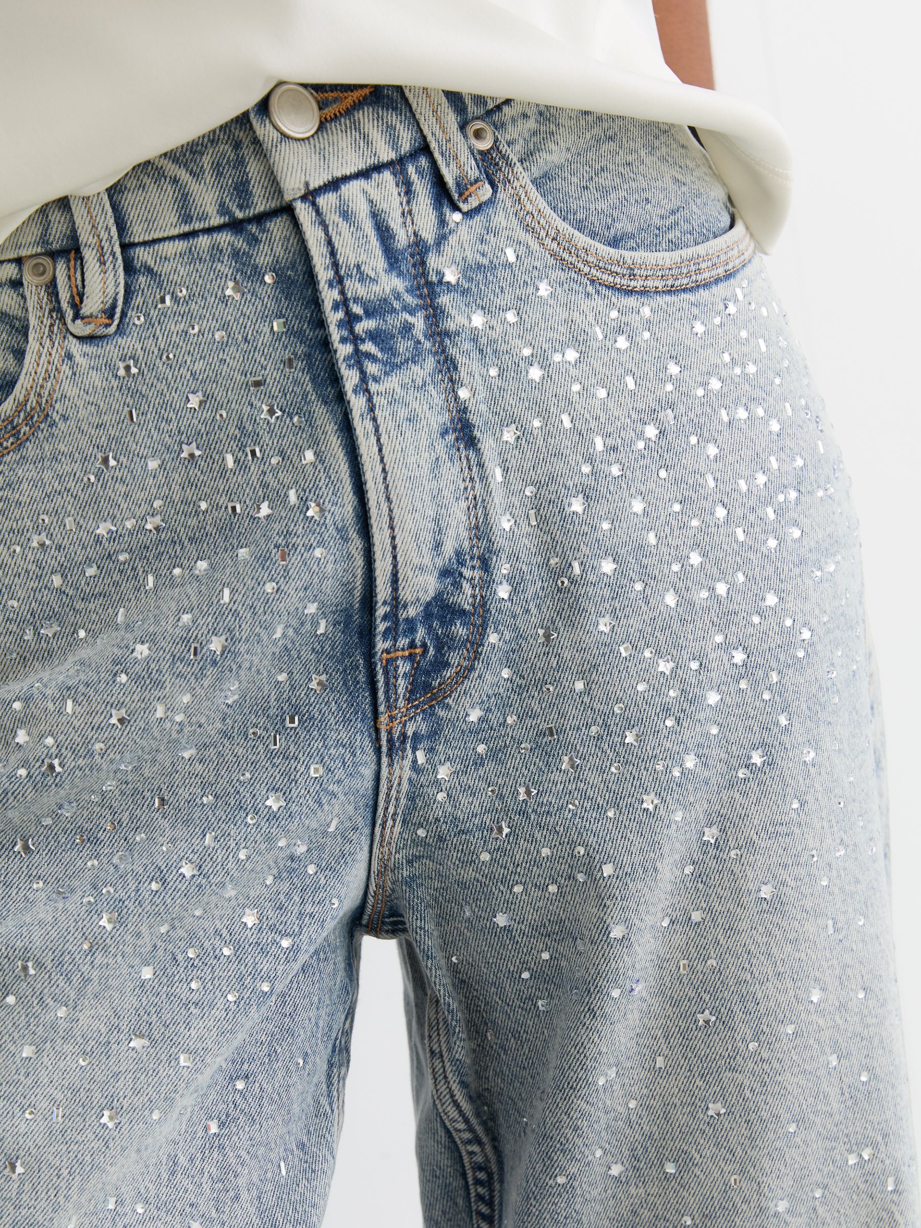 Good American Crystal Cropped Jeans in Indigo Blue - image 5