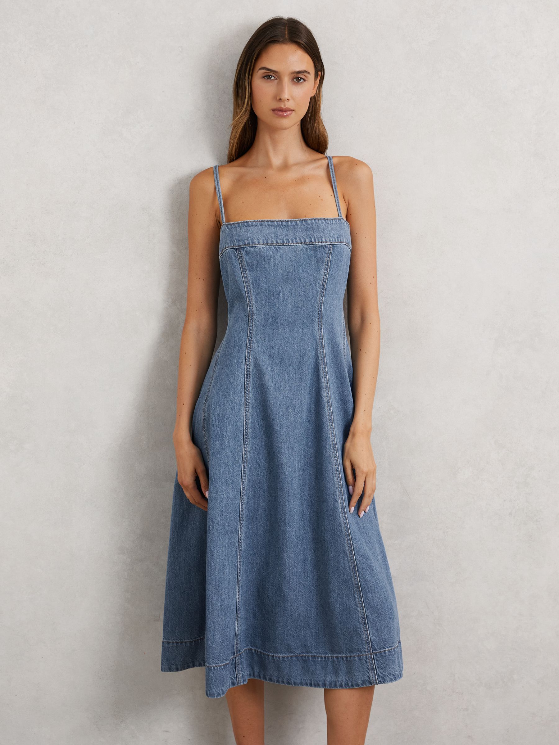 Paige Pippa Midi Dress in Light Blue - Image 1 of 5