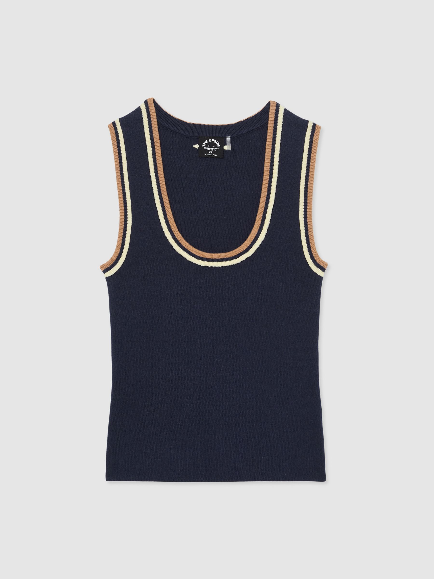 The Upside Knitted Tank Top in Navy - Image 2 of 5