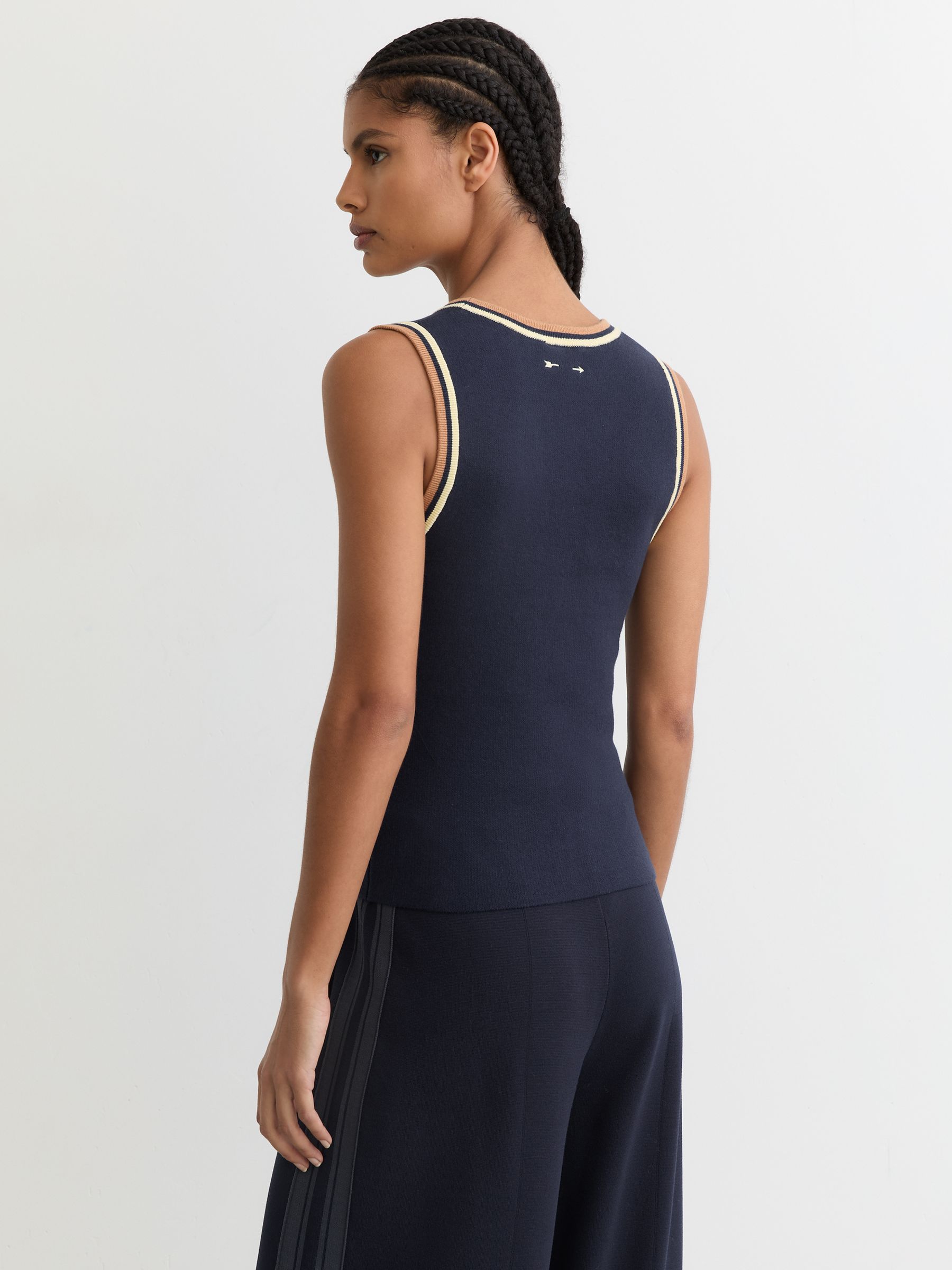 The Upside Knitted Tank Top in Navy - Image 4 of 5