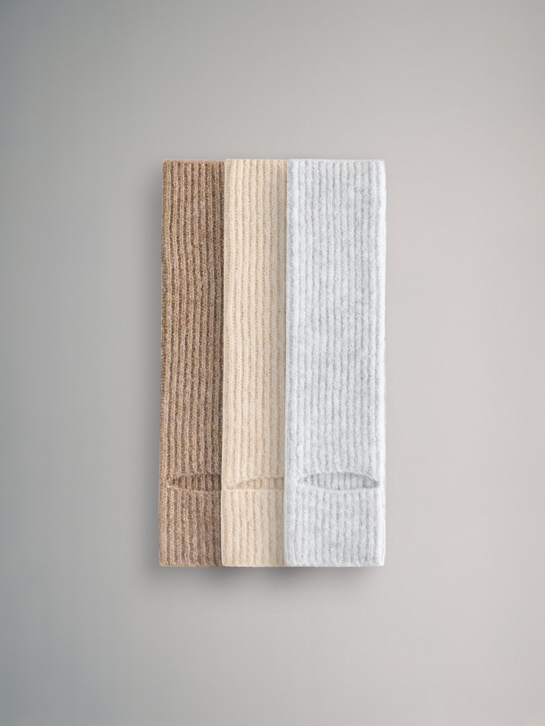 Oatmeal/Cream/White 3 Pack Knitted Leg Warmers Socks - Image 2 of 7