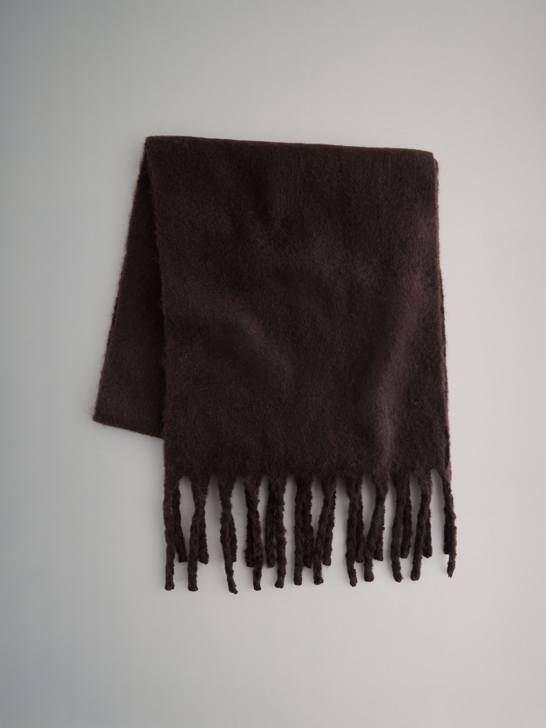 Check/Chocolate Brown 2 Pack Wide Check and Plain Scarfs - Image 4 of 6