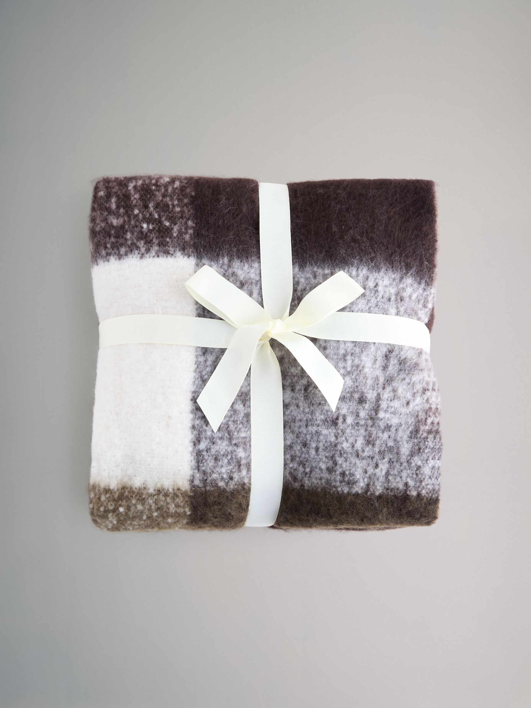 Check/Chocolate Brown 2 Pack Wide Check and Plain Scarfs - Image 6 of 6