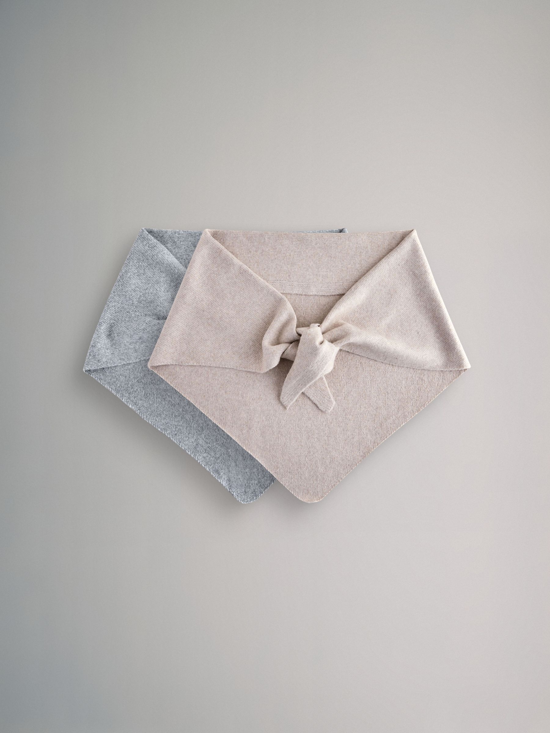 Grey/Stone 2 Pack Triangle Scarfs - Image 1 of 6